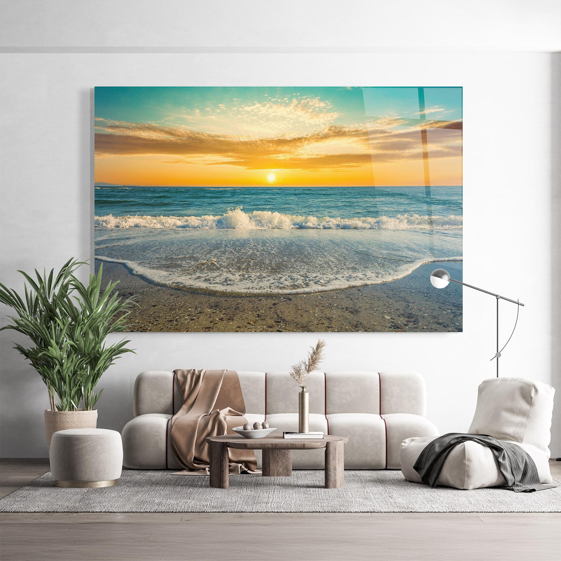 Obraz na Szkle Beach Dramatic Sunset mockup 9