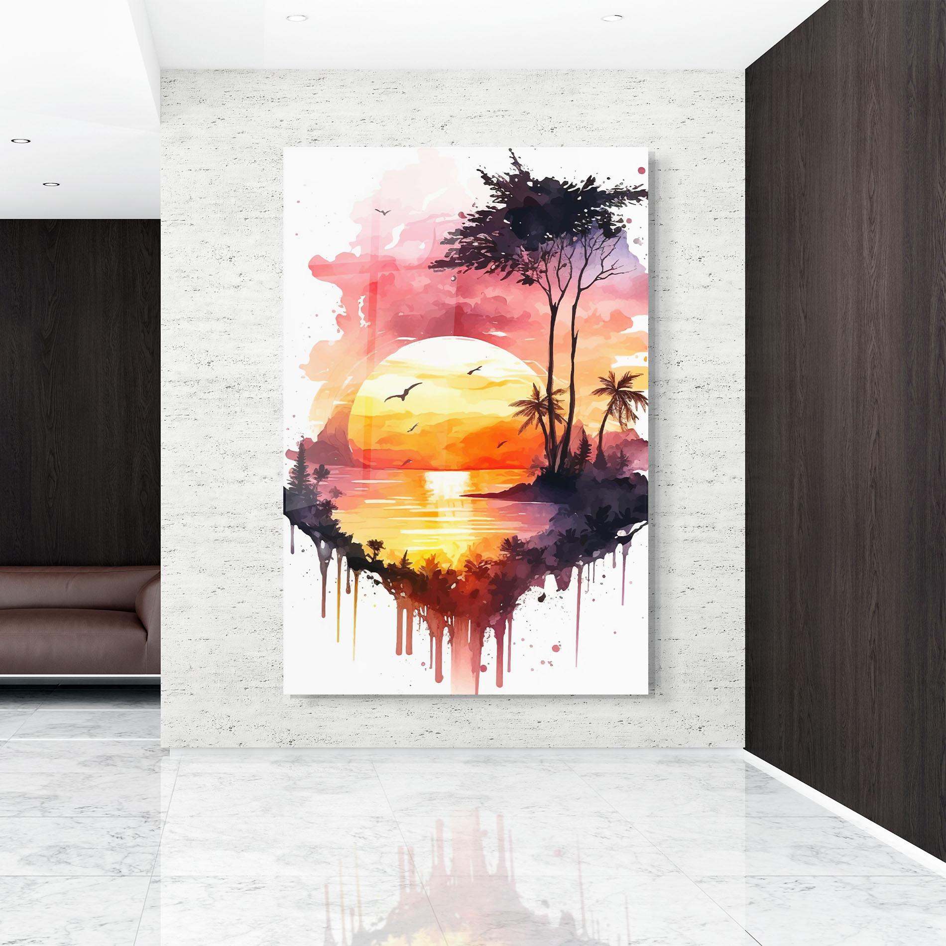 Obraz na Szkle Purple Sunset Art mockup 9