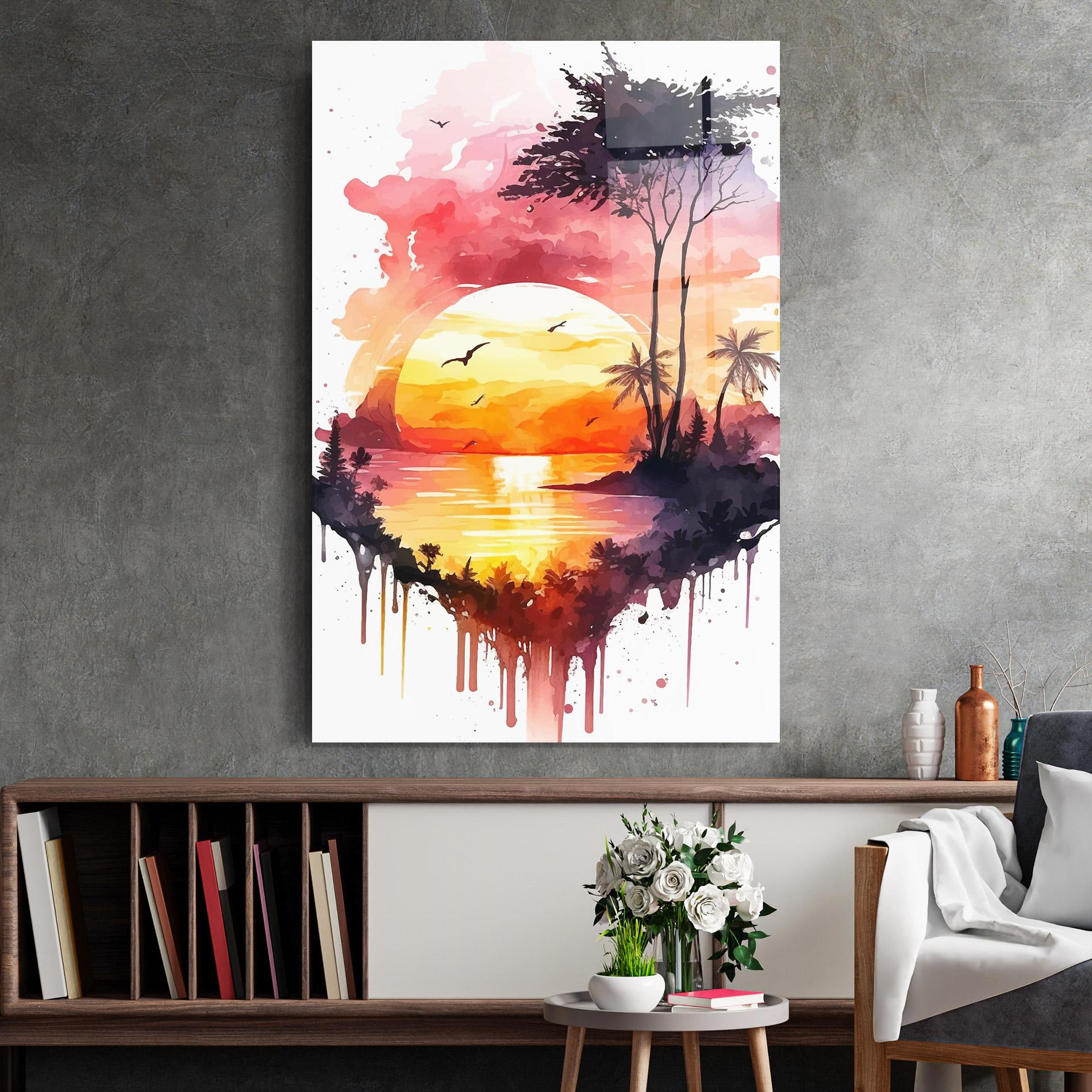 Obraz na Szkle Purple Sunset Art mockup 2