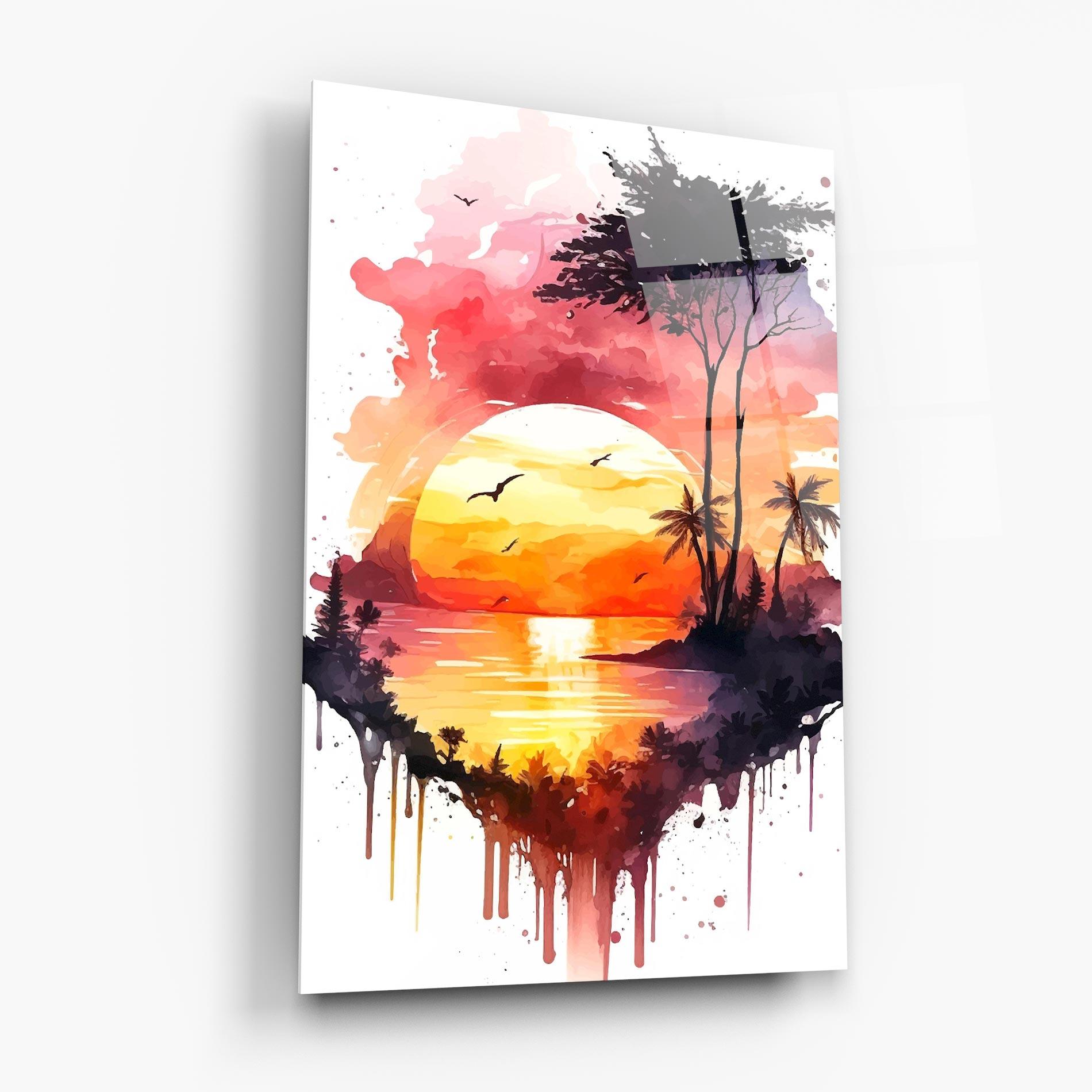 Obraz na Szkle Purple Sunset Art mockup 6