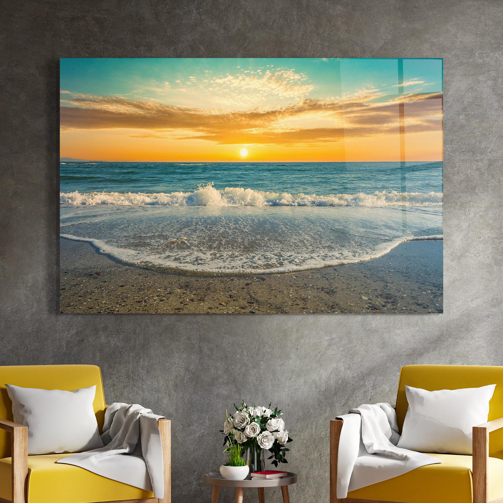 Obraz na Szkle Beach Dramatic Sunset mockup 4