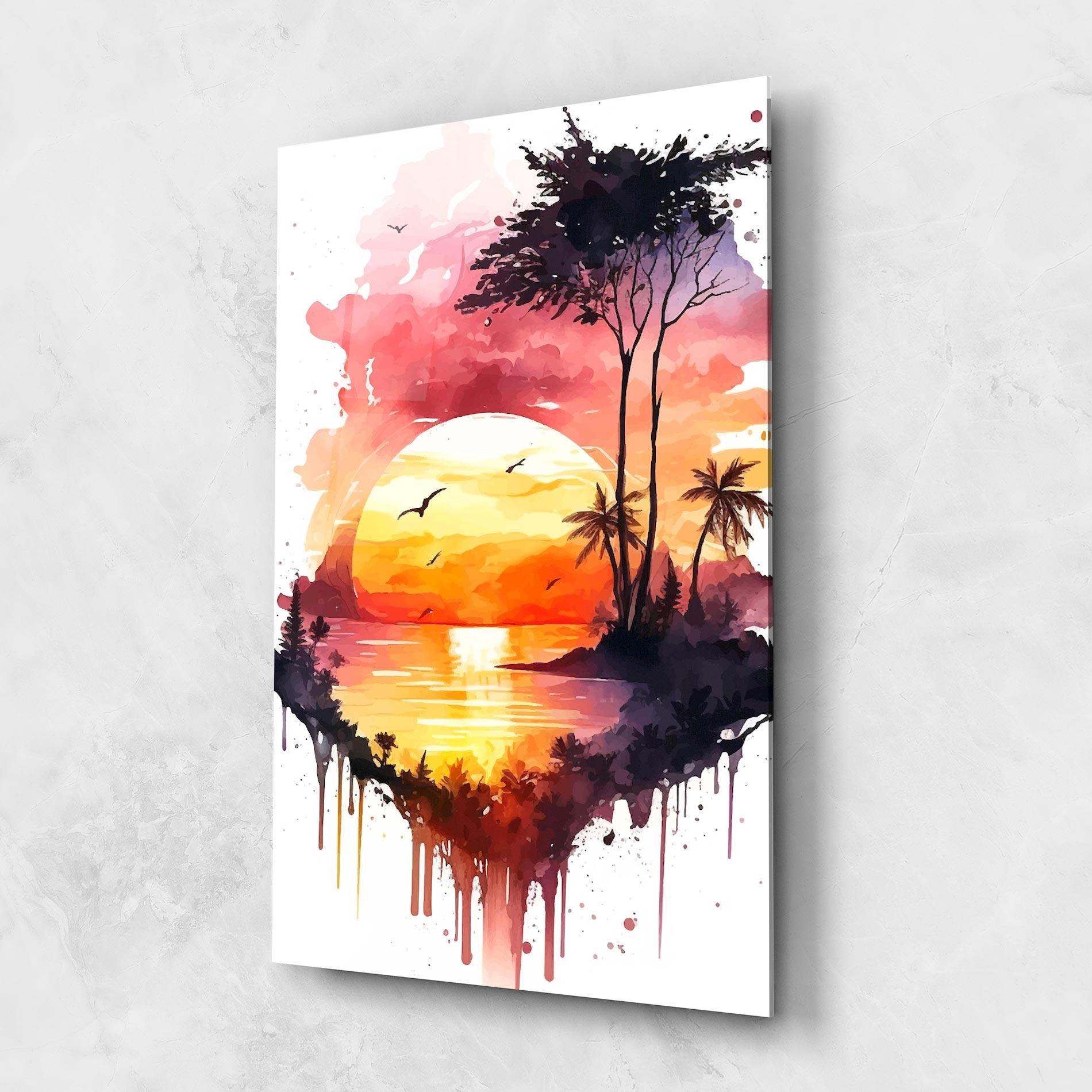 Obraz na Szkle Purple Sunset Art mockup 1