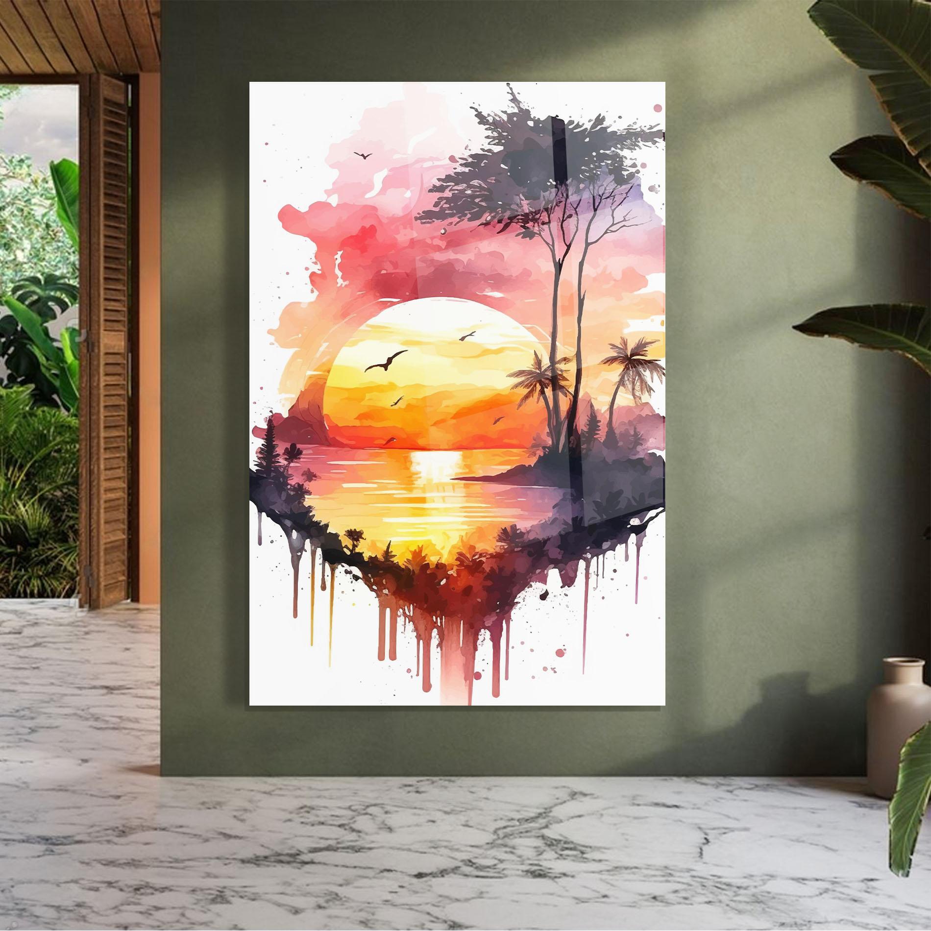 Obraz na Szkle Purple Sunset Art mockup 7