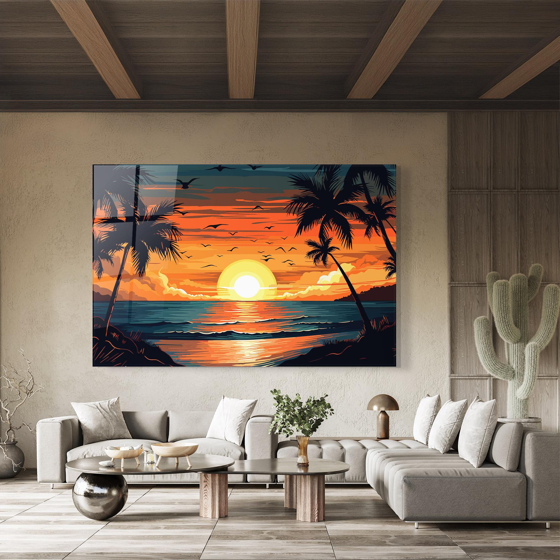 Obraz na Szkle Amazing Sunset View mockup 8
