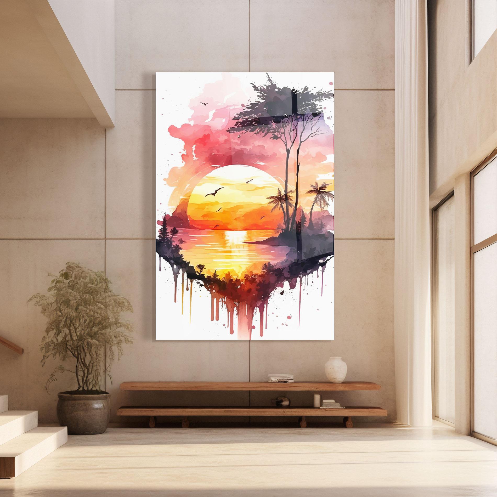 Obraz na Szkle Purple Sunset Art mockup 8