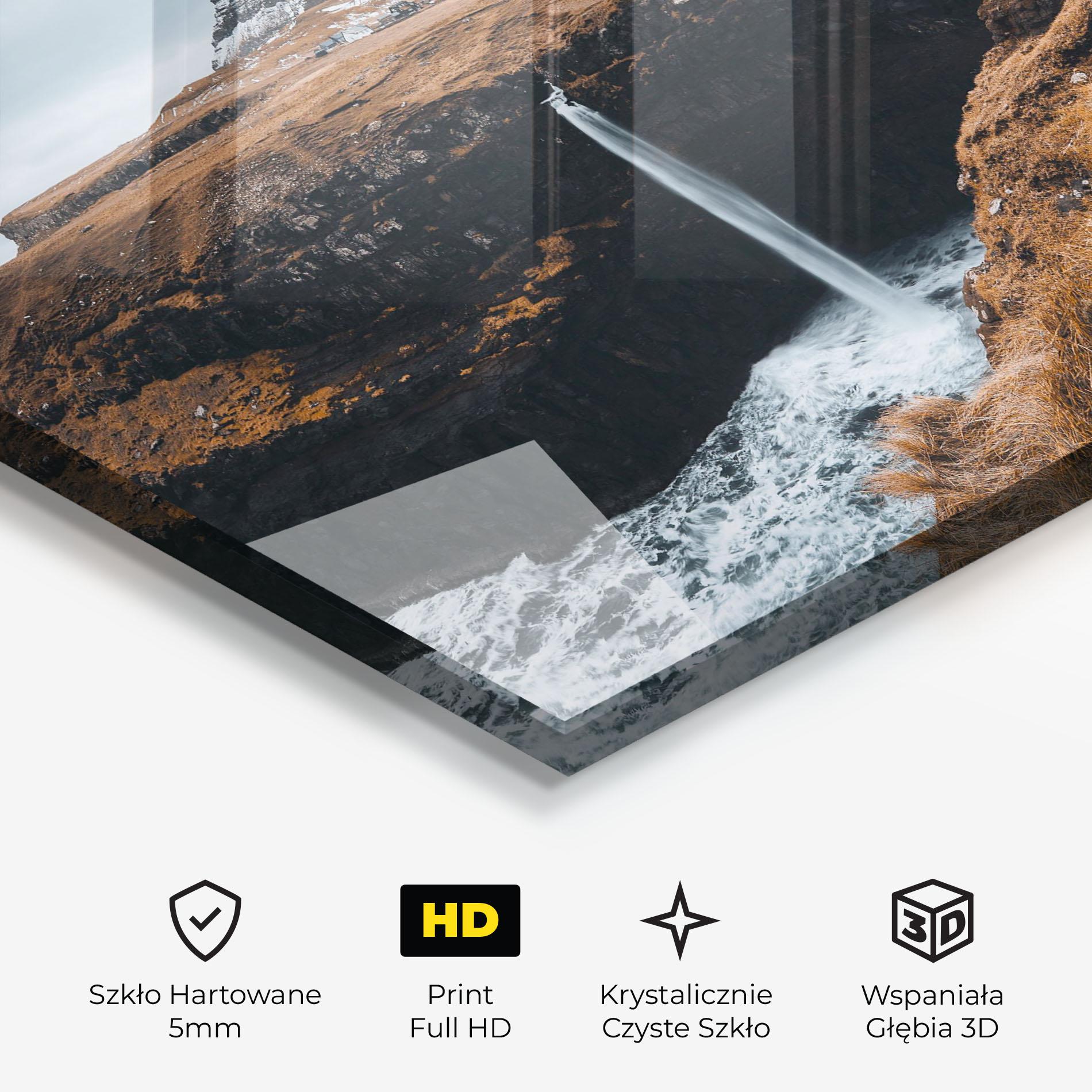 Obraz na Szkle Black Houses Waterfall mockup 3