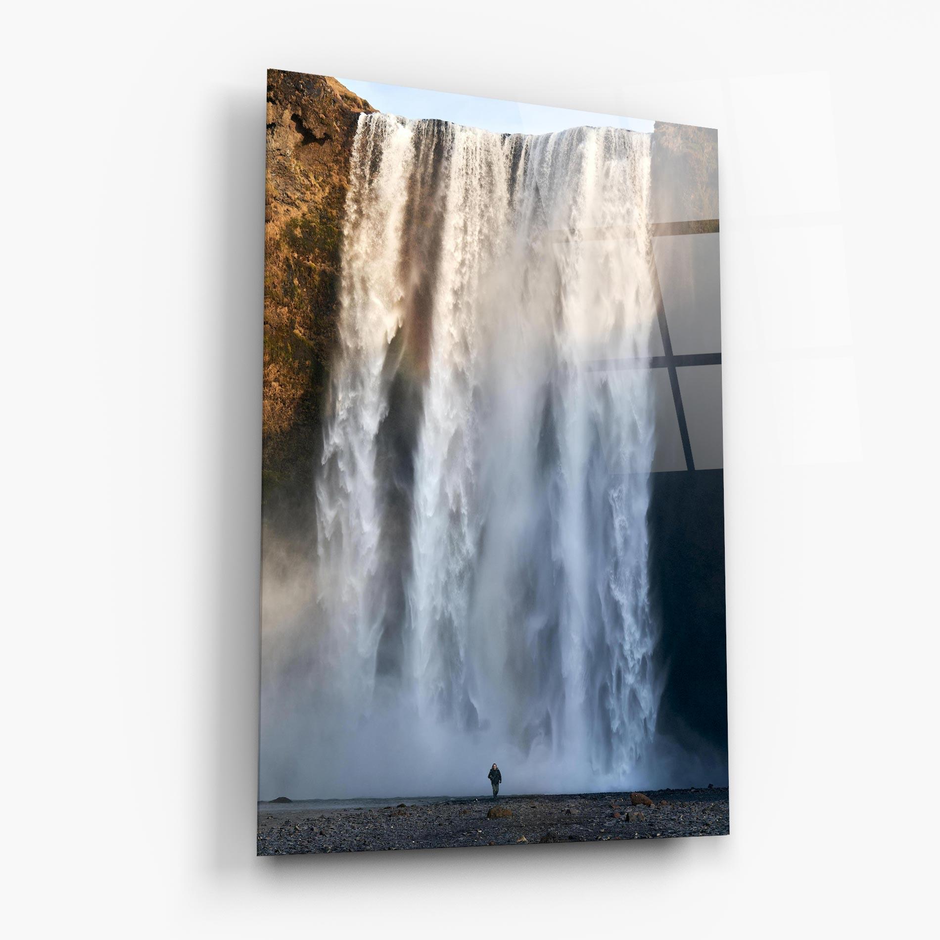 Obraz na Szkle Small Man Waterfall mockup 6