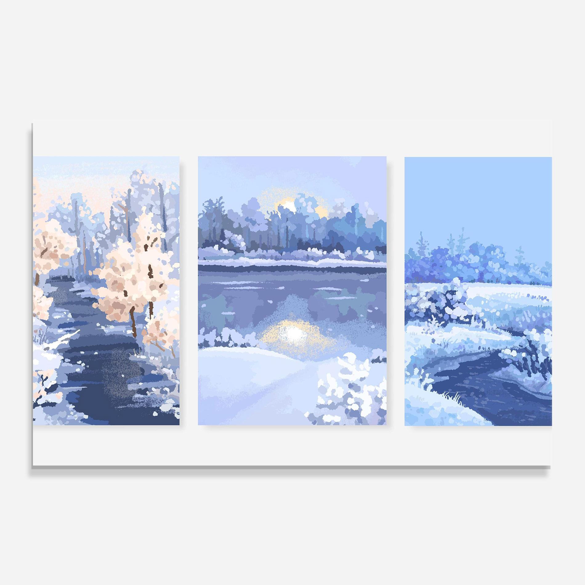 Obraz na Szkle Winter_landscape_with_forest_and_field_vector_illustration14 mockup 0