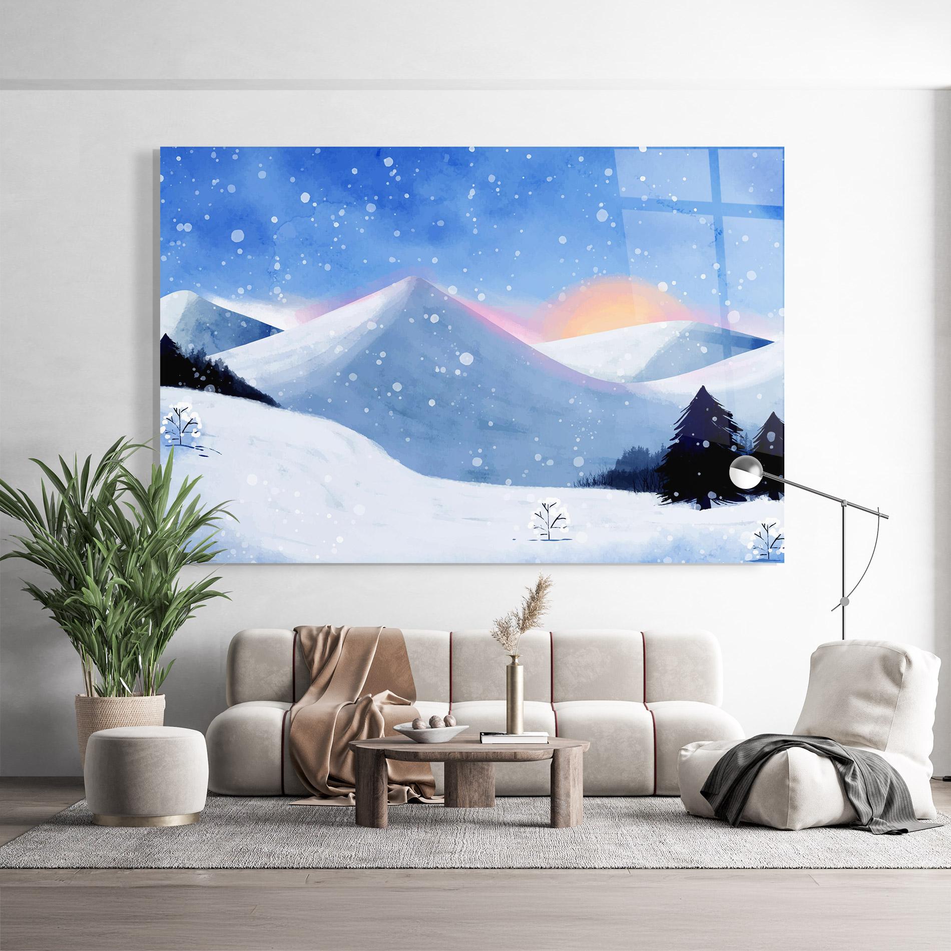 Obraz na Szkle Mountain Snow Art mockup 9