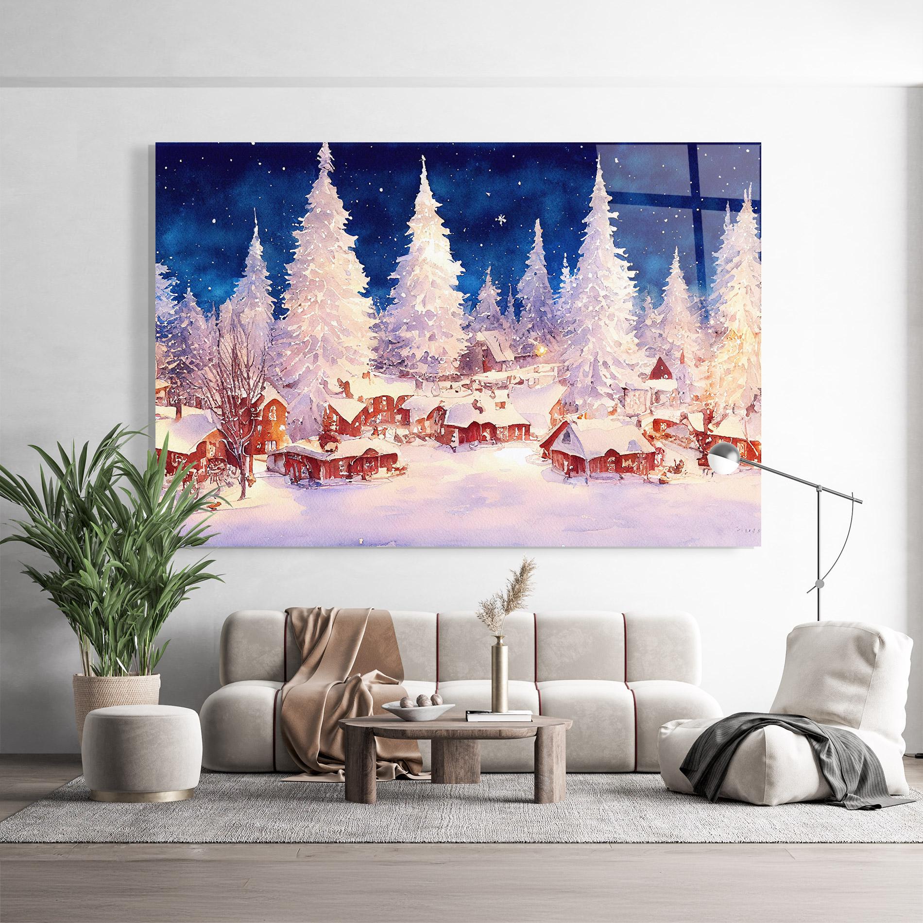 Obraz na Szkle Snow Falling Painting mockup 9