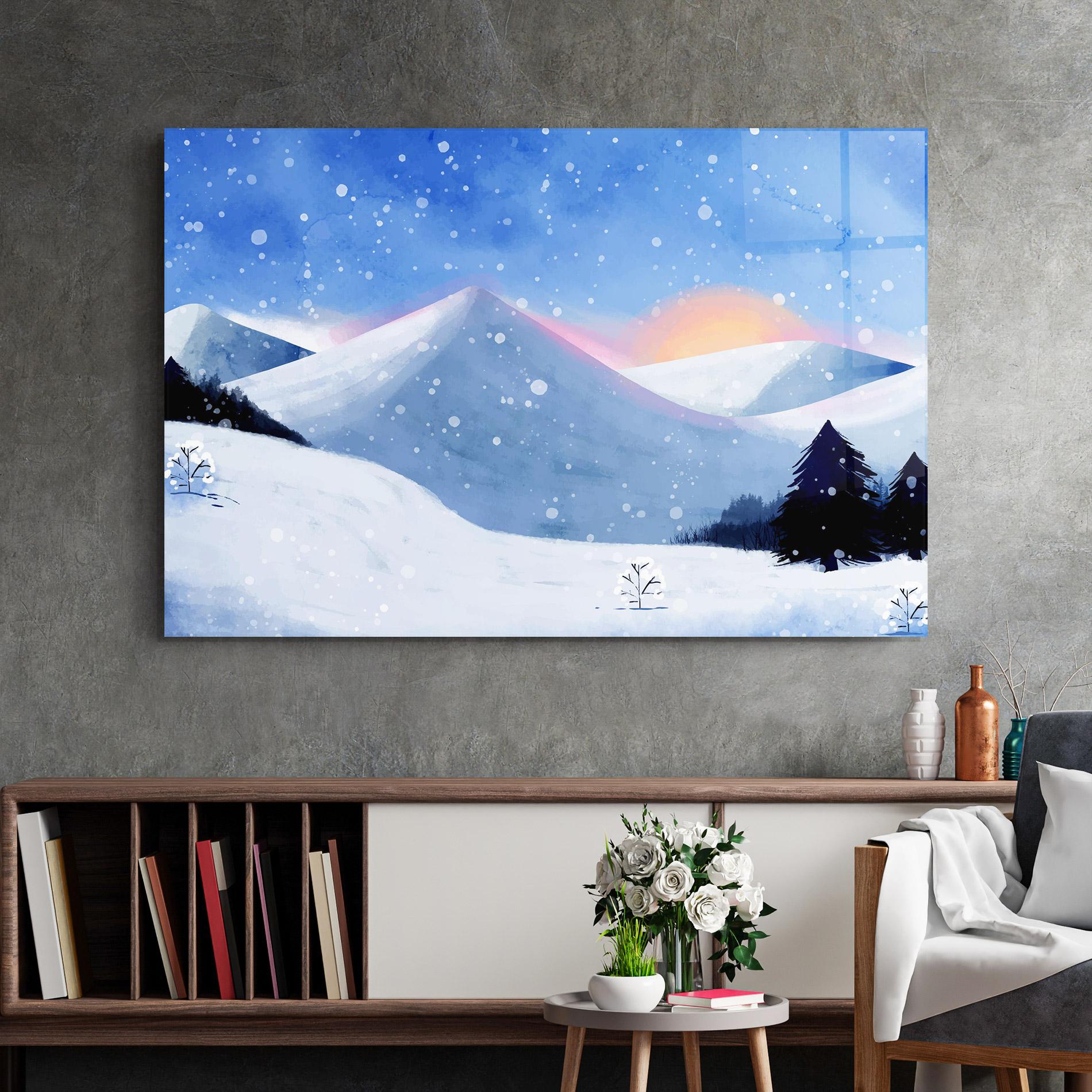 Obraz na Szkle Mountain Snow Art mockup 2