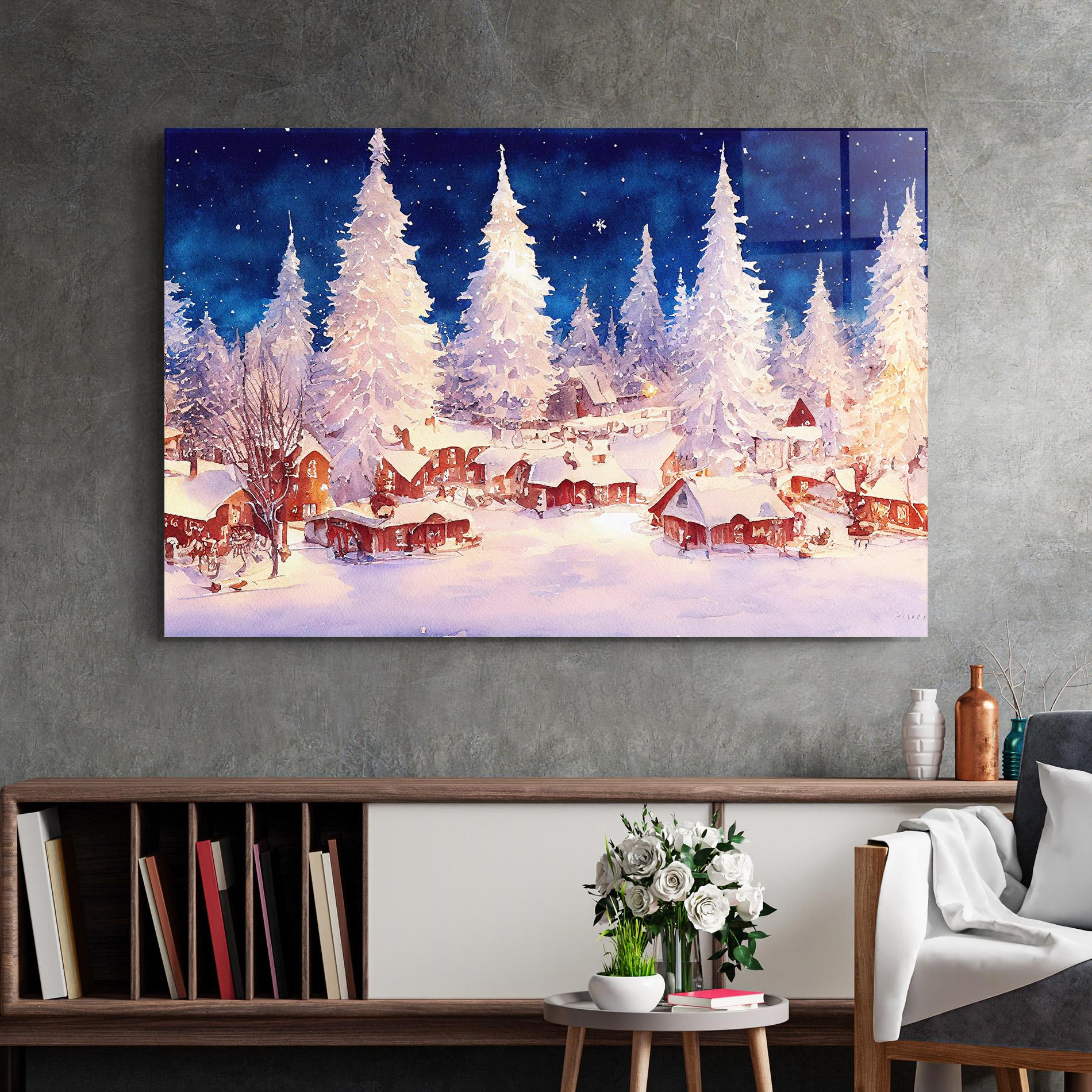 Obraz na Szkle Snow Falling Painting mockup 2