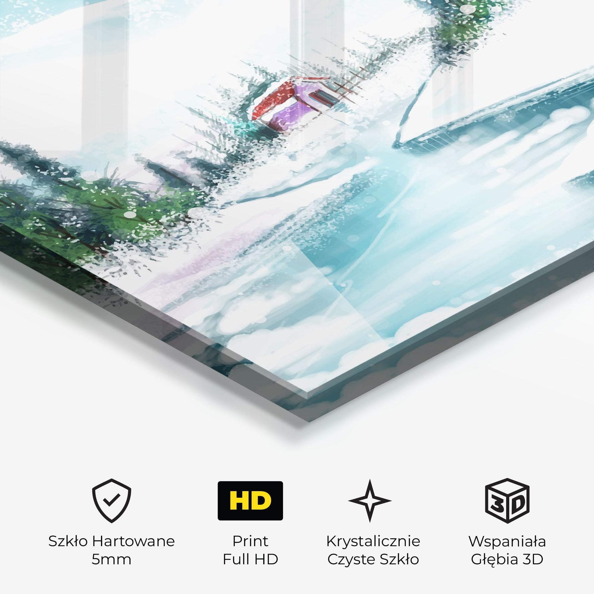 Obraz na Szkle Purple House Winter mockup 3