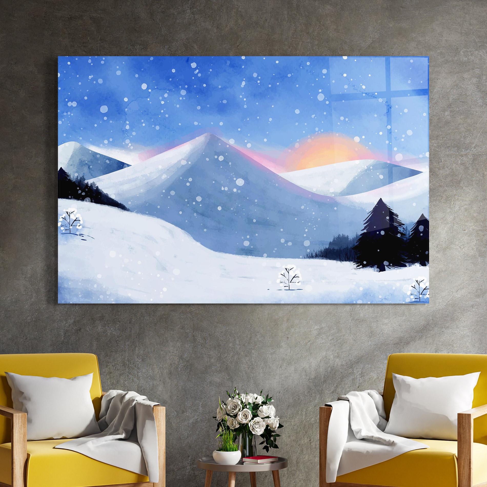 Obraz na Szkle Mountain Snow Art mockup 4