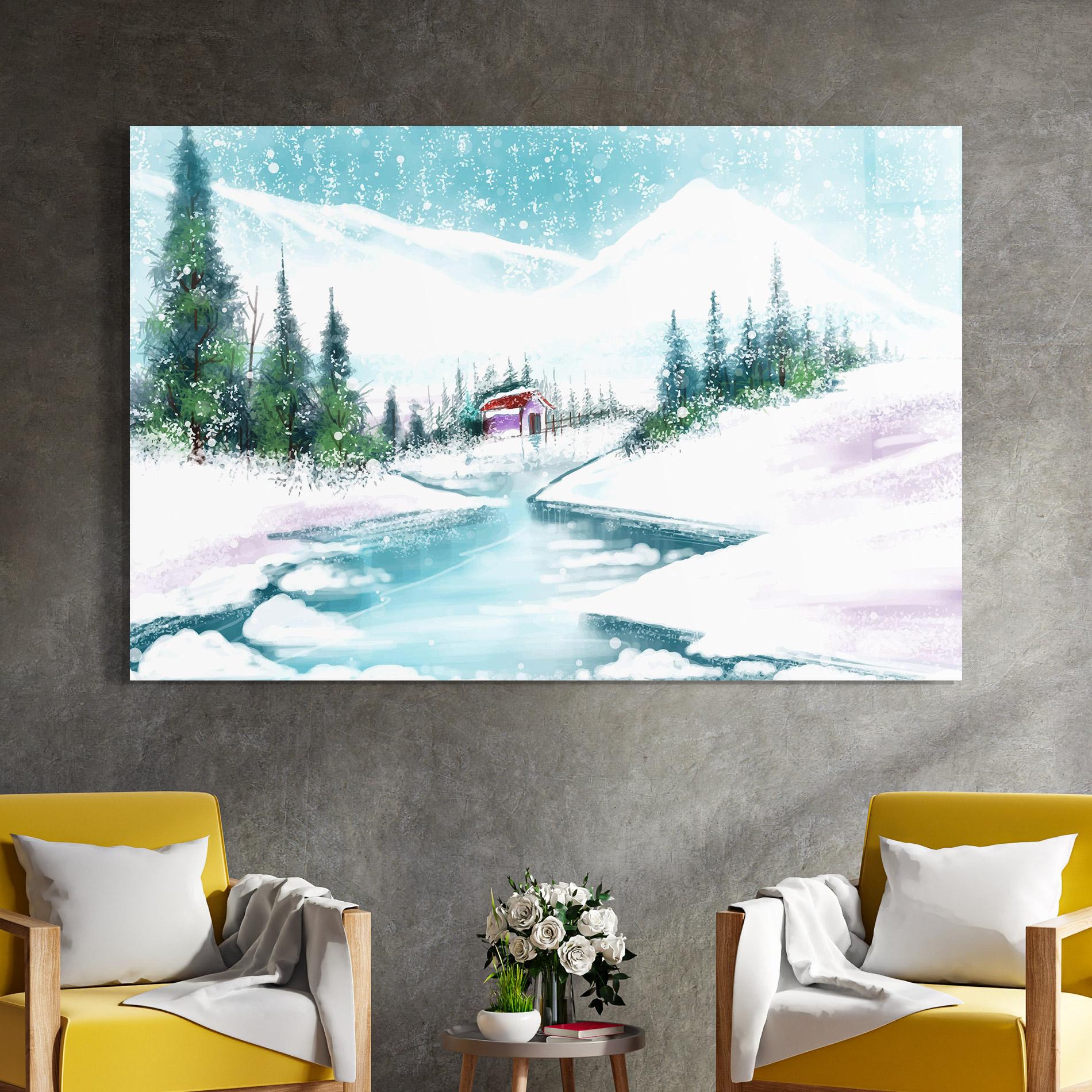 Obraz na Szkle Purple House Winter mockup 4