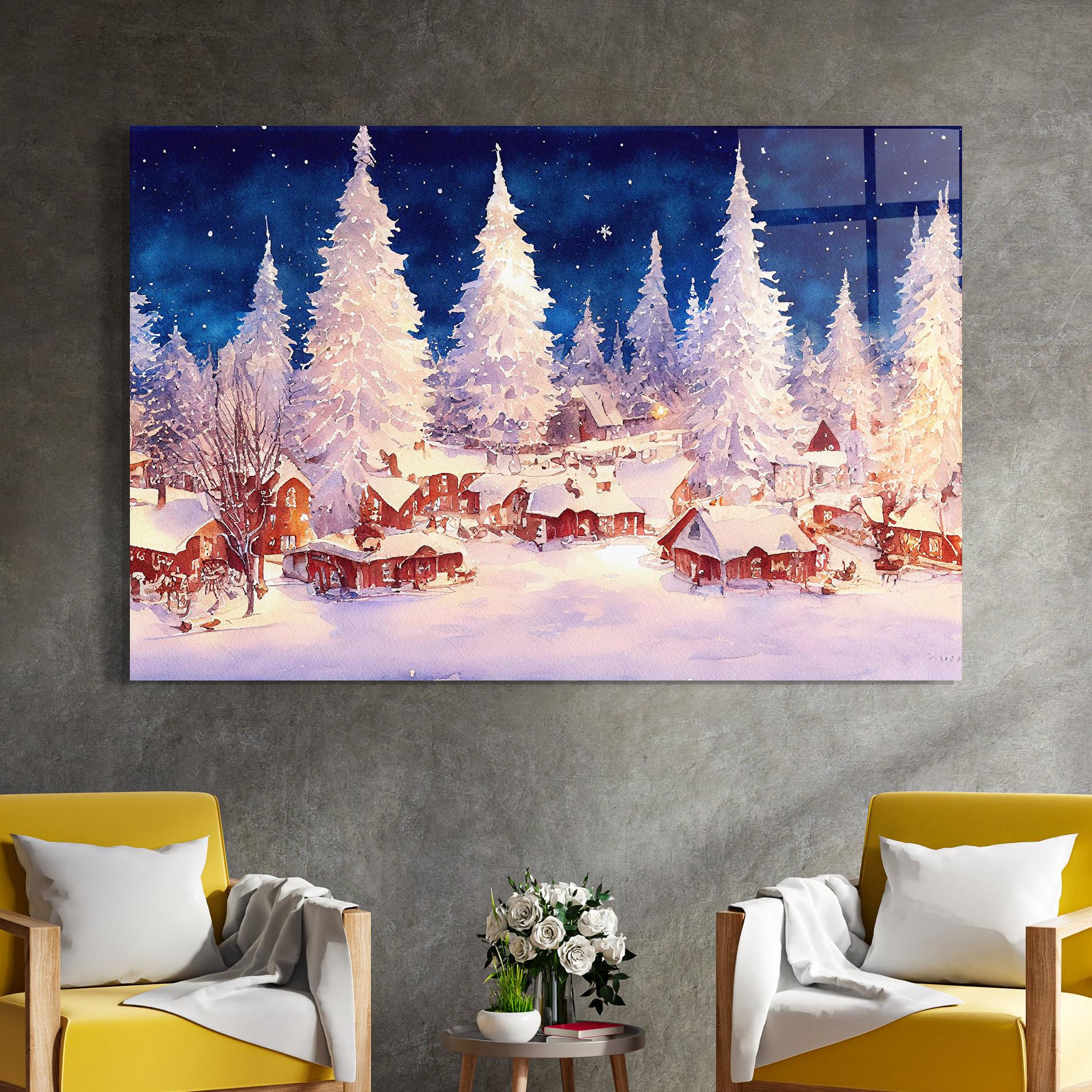 Obraz na Szkle Snow Falling Painting mockup 4
