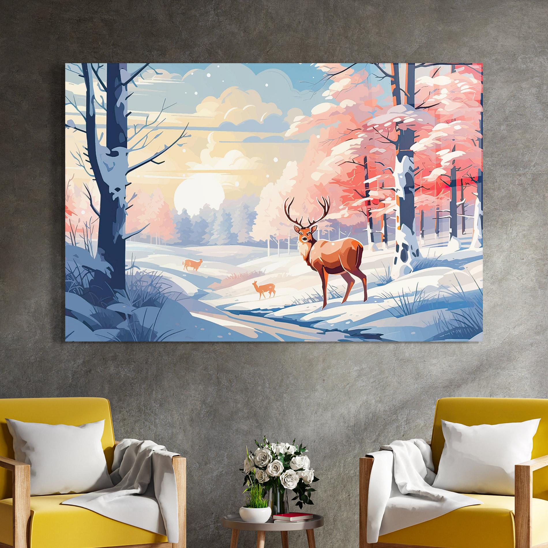 Obraz na Szkle Winter Deer Art mockup 4