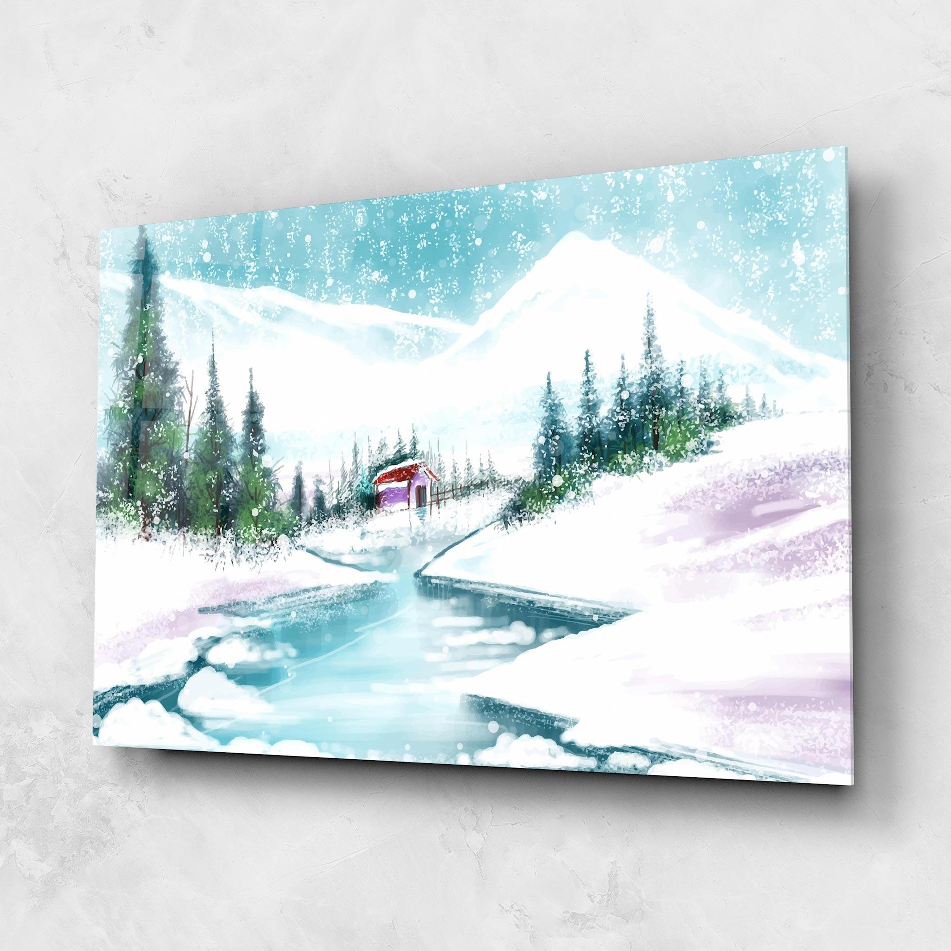 Obraz na Szkle Purple House Winter mockup 1