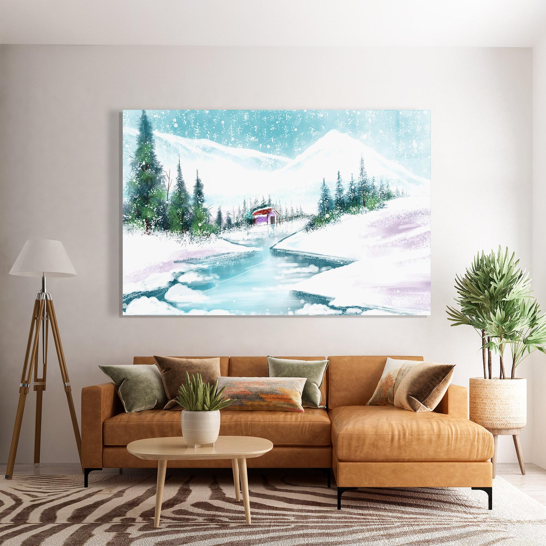 Obraz na Szkle Purple House Winter mockup 7