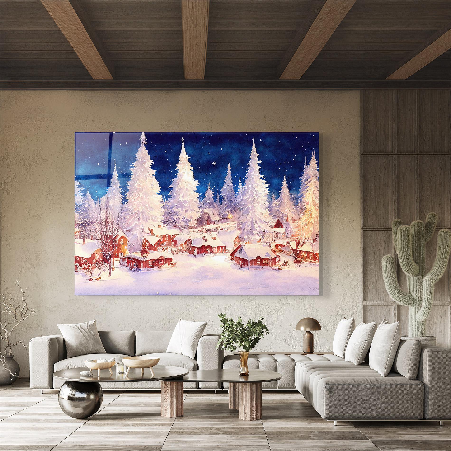 Obraz na Szkle Snow Falling Painting mockup 8