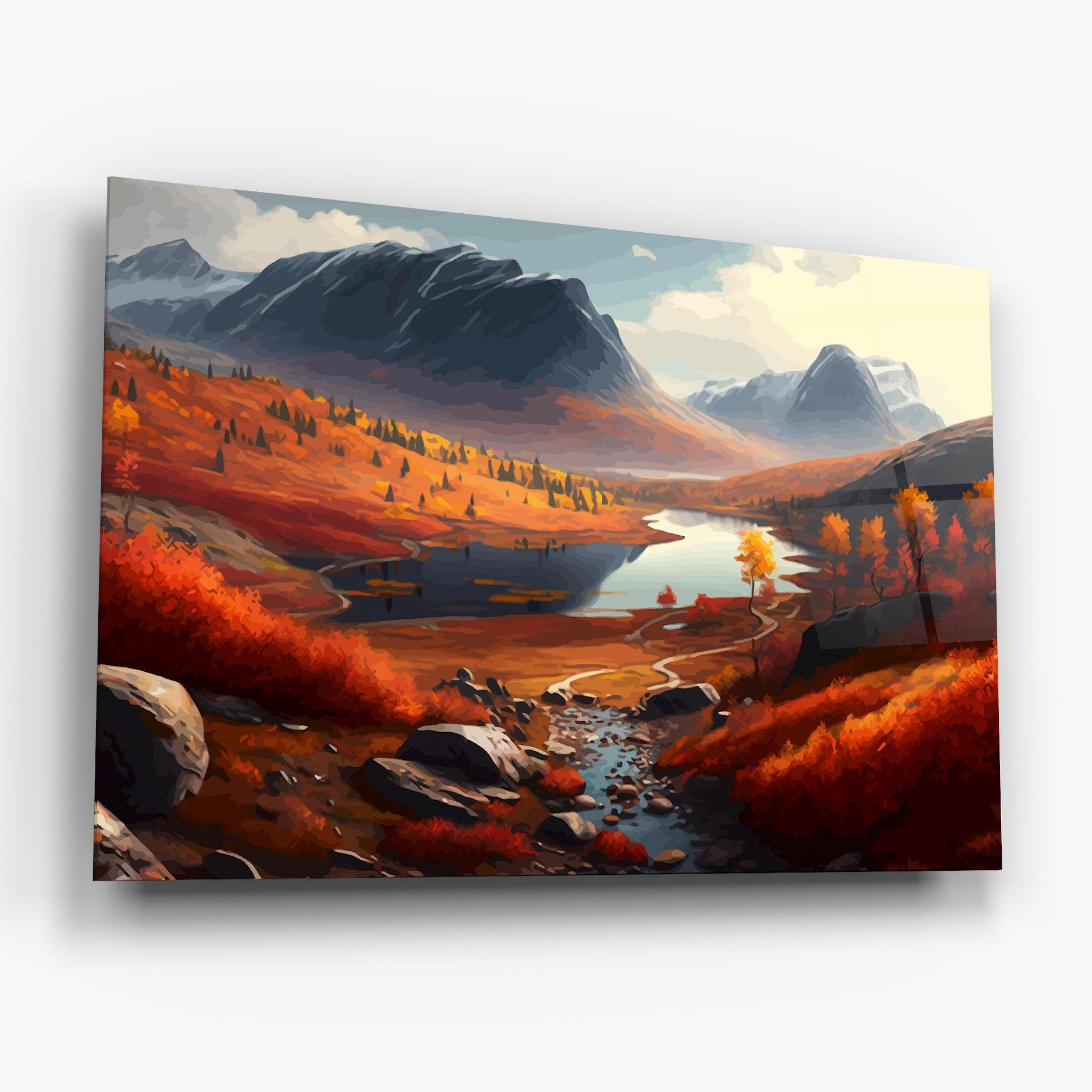 Obraz na Szkle Autumn Field Lake mockup 6