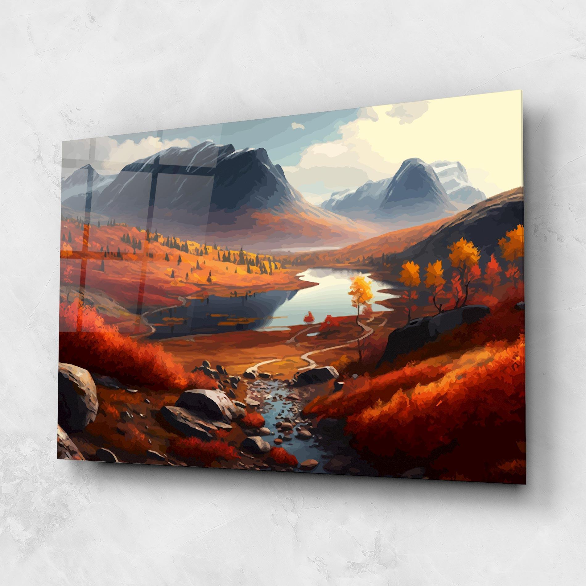 Obraz na Szkle Autumn Field Lake mockup 1