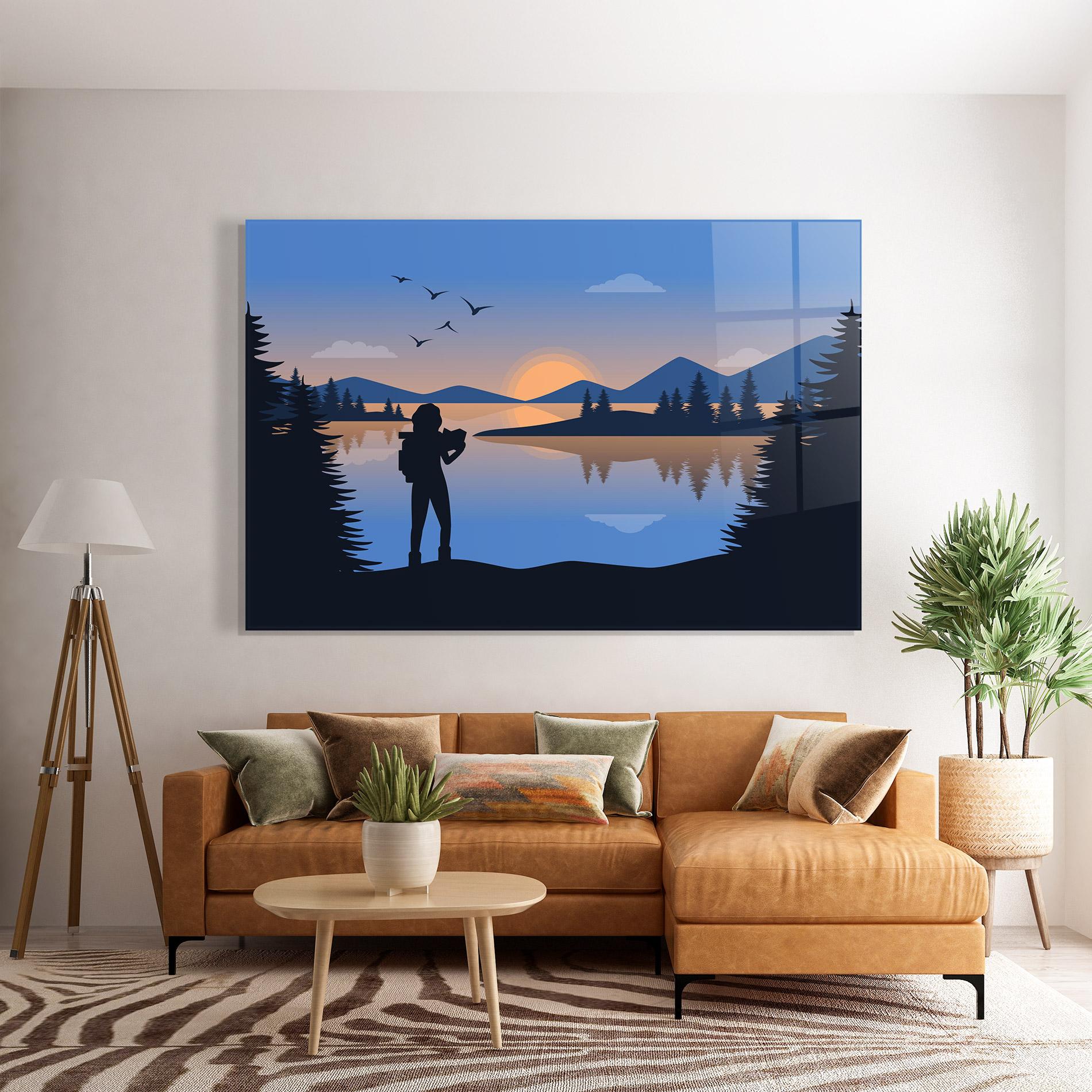 Obraz na Szkle Lake Woman View mockup 7