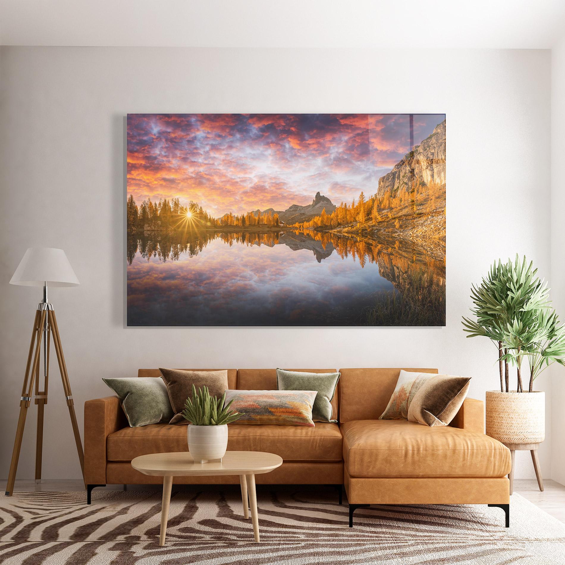 Obraz na Szkle Yellow Light Lake mockup 7