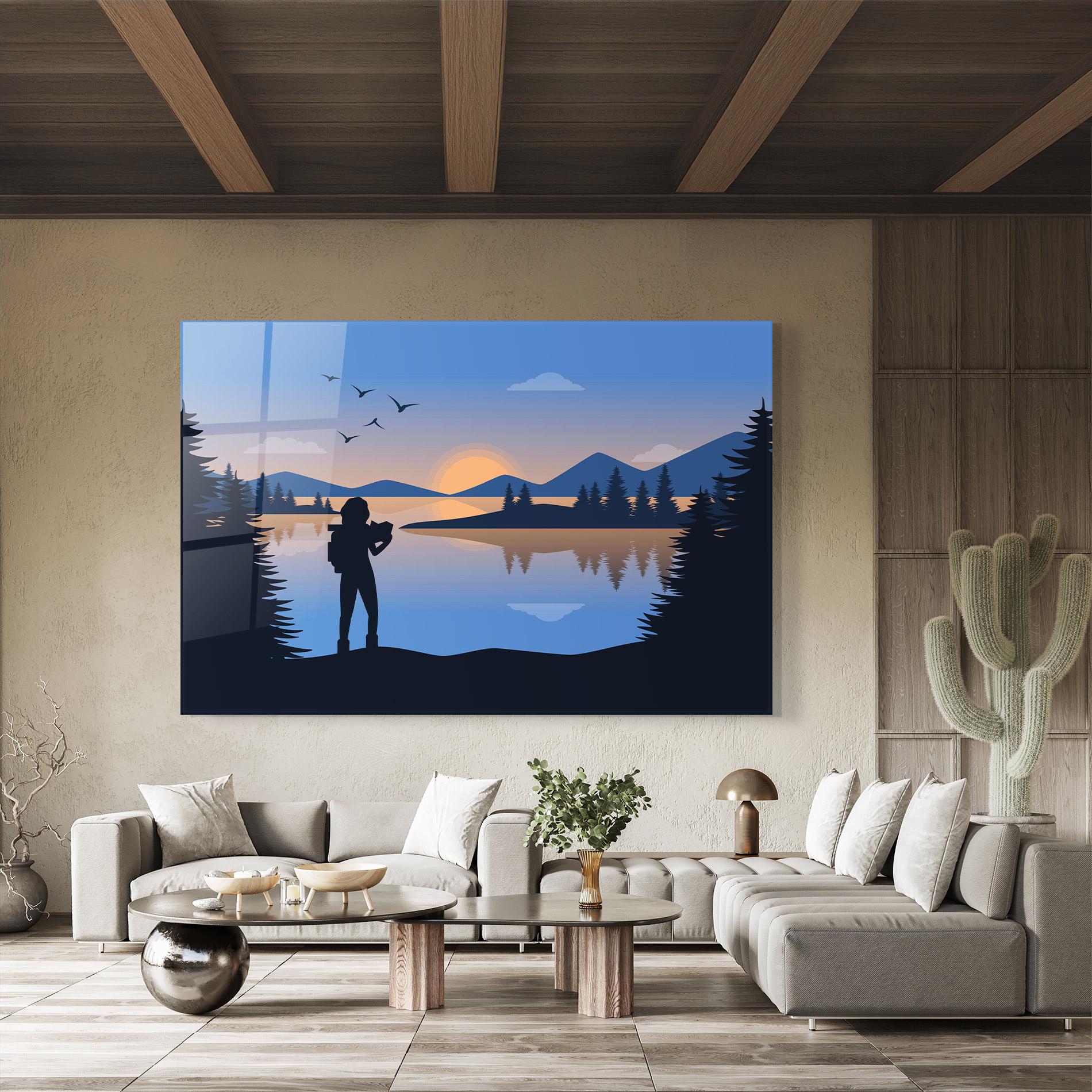 Obraz na Szkle Lake Woman View mockup 8