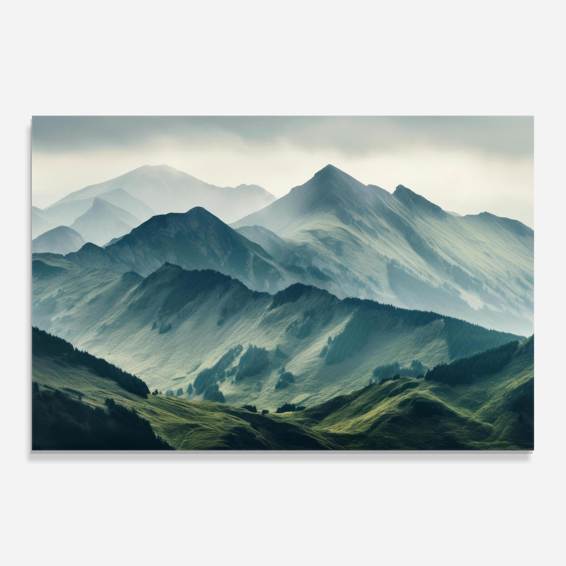 Obraz na Szkle Amazing Foggy Mountain mockup 0