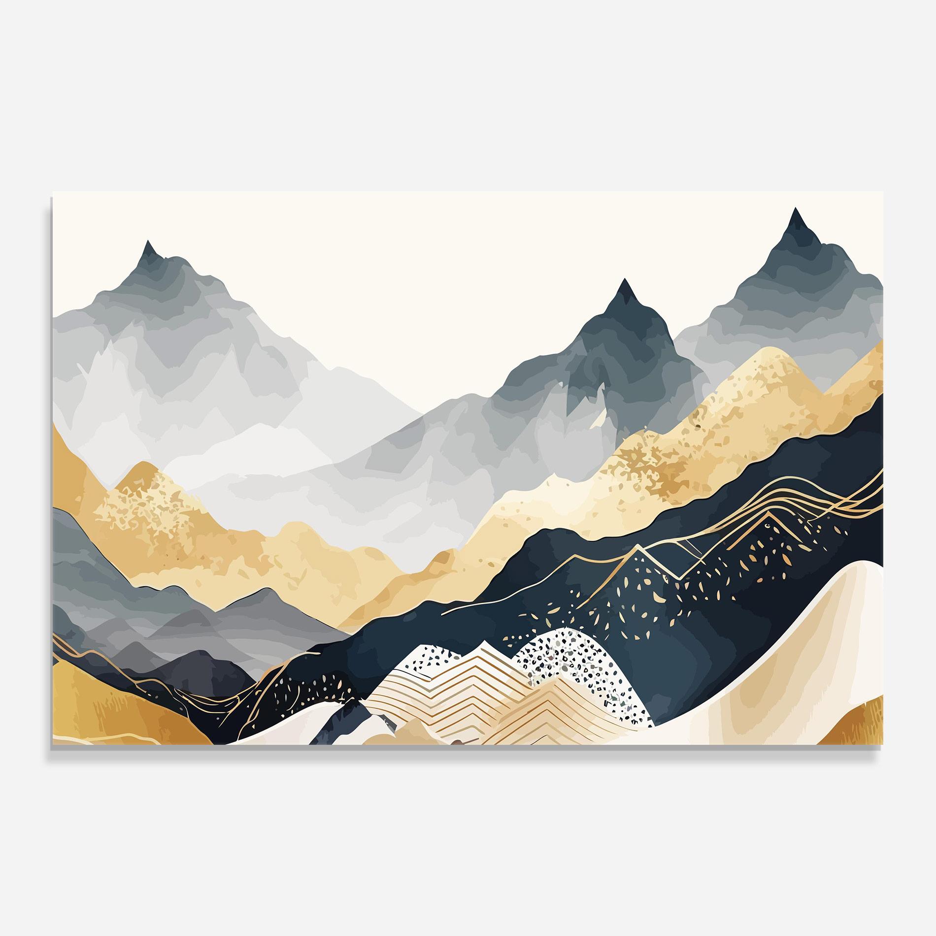 Obraz na Szkle Blue Gold Mountain mockup 0