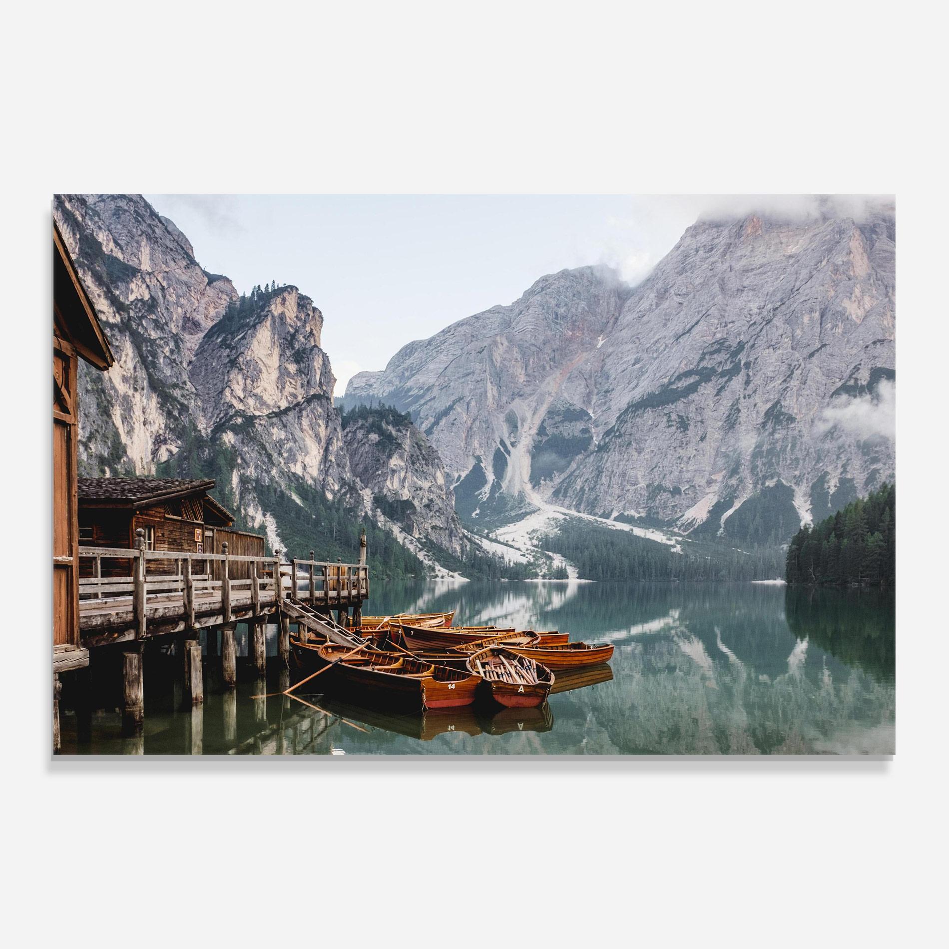 Obraz na Szkle Boat Lake Mountain mockup 0