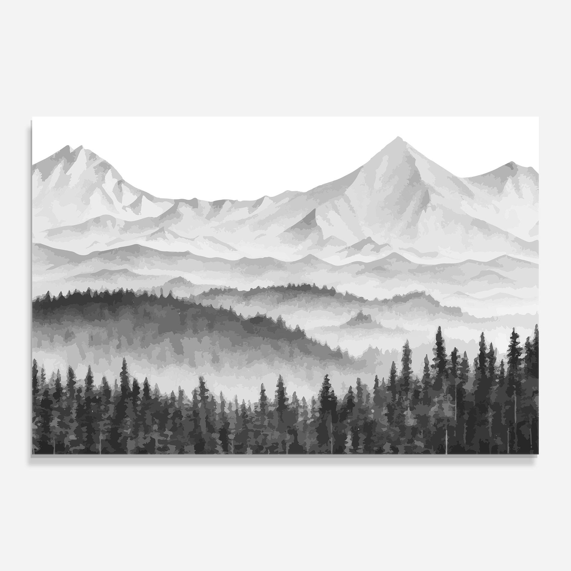 Obraz na Szkle Grey Mountain Drawing mockup 0