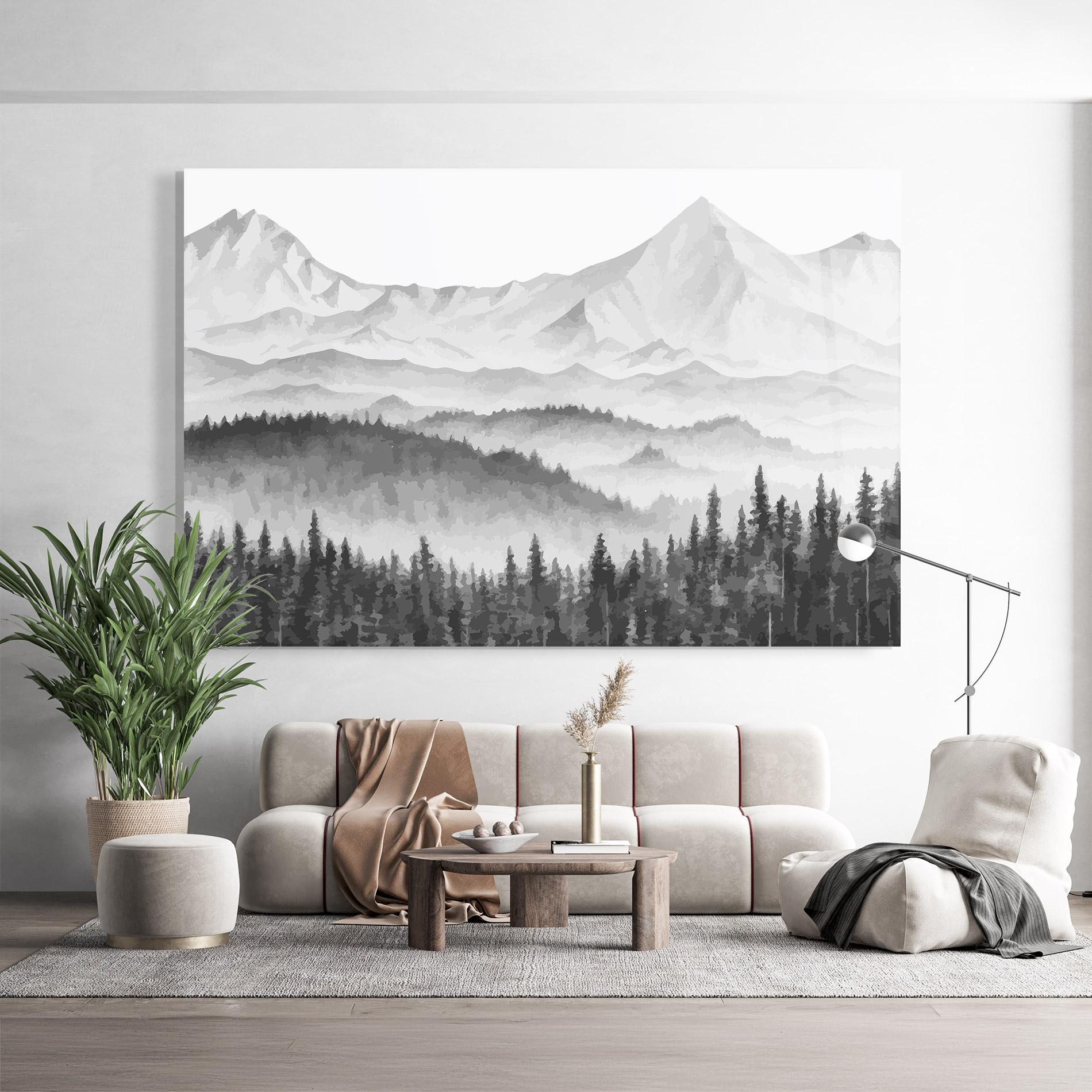 Obraz na Szkle Grey Mountain Drawing mockup 9