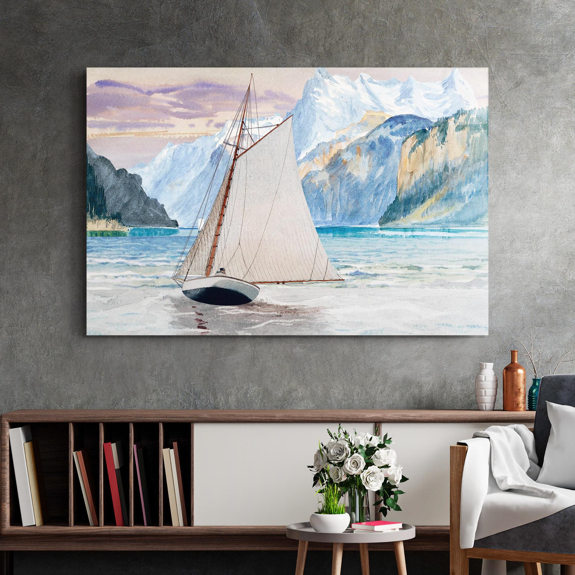 Obraz na Szkle Boat Mountain View mockup 2