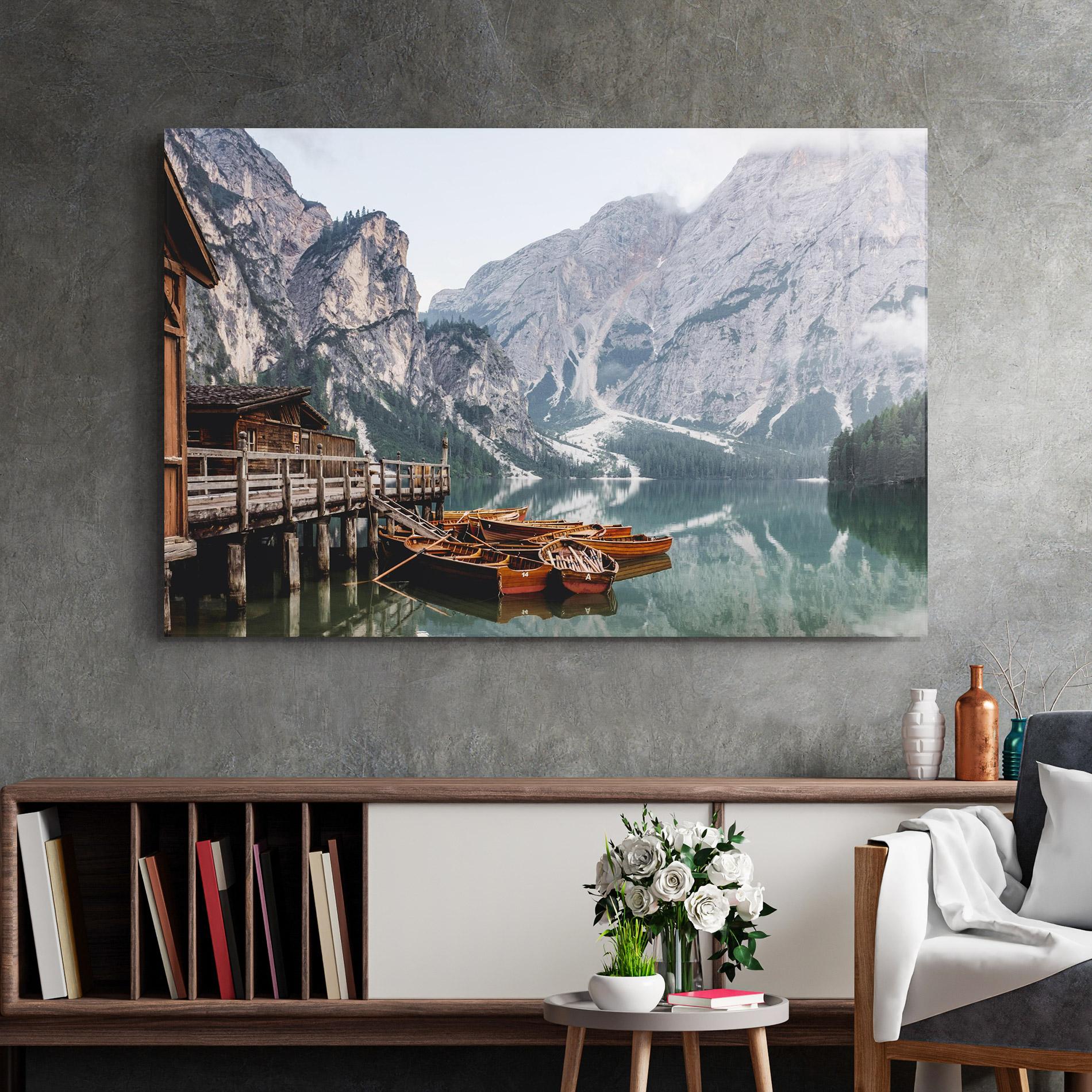 Obraz na Szkle Cabin Lake mockup 2