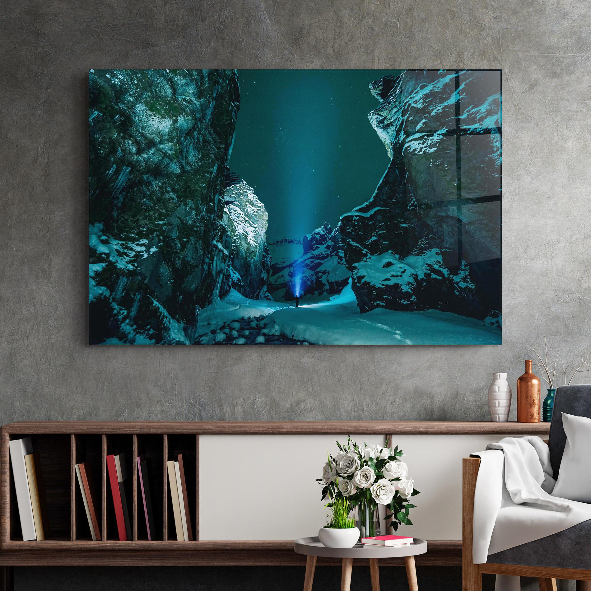 Obraz na Szkle Green Light Mountain mockup 2