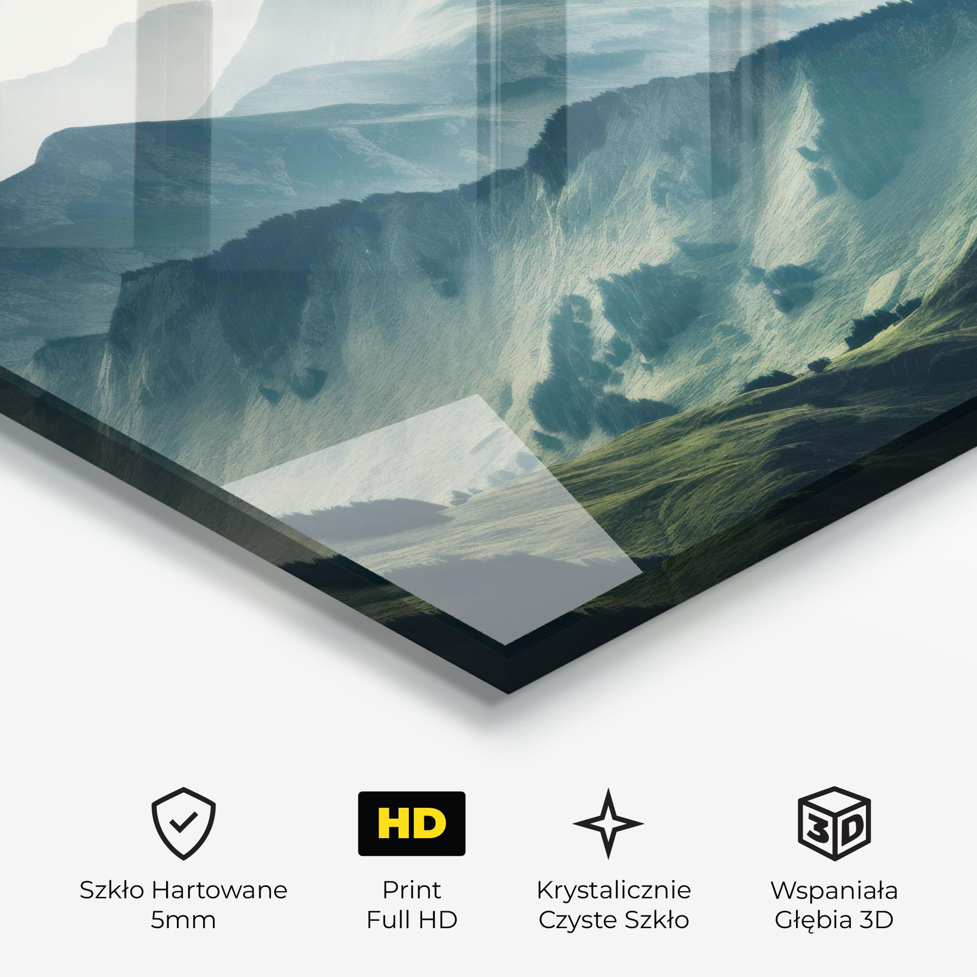 Obraz na Szkle Amazing Foggy Mountain mockup 3