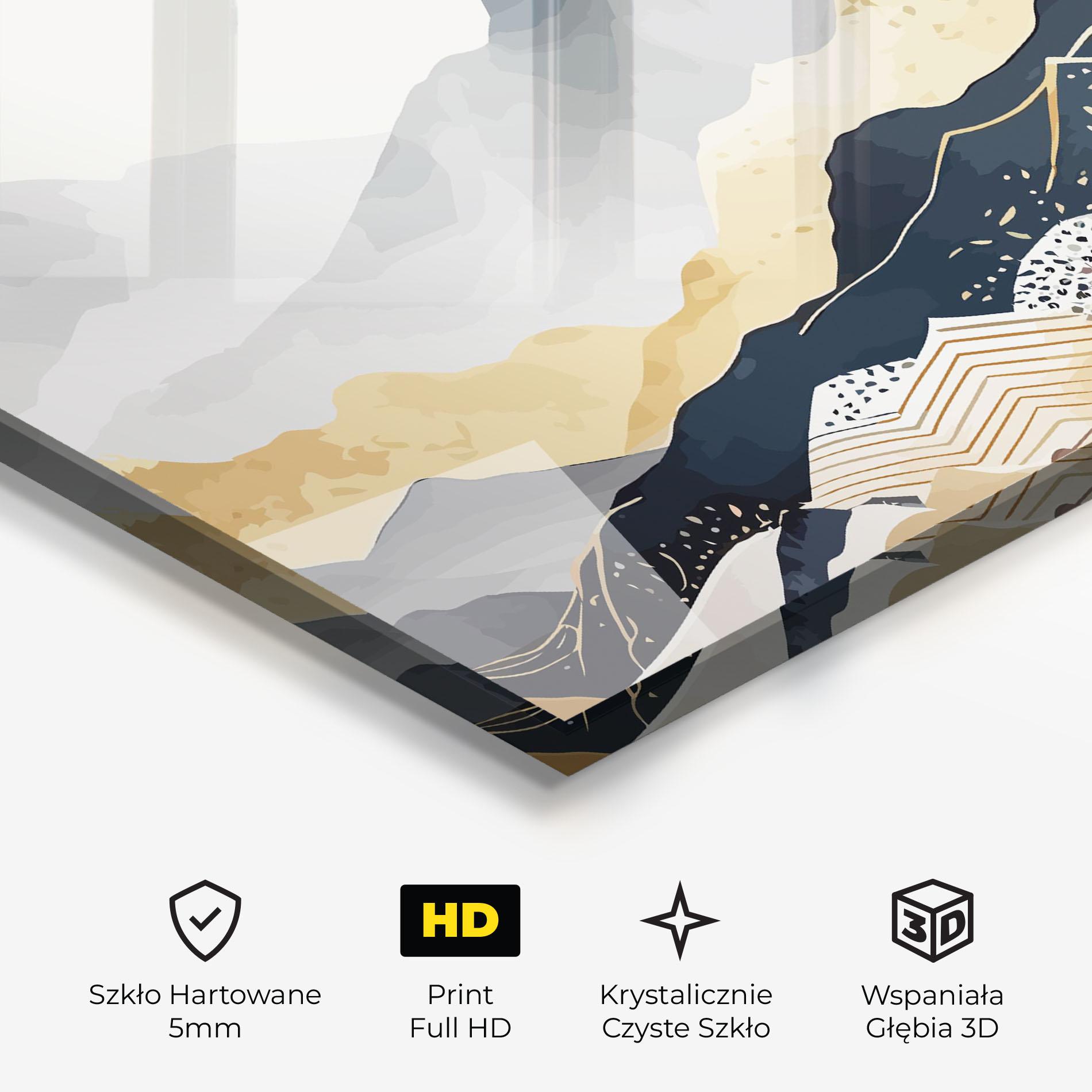 Obraz na Szkle Blue Gold Mountain mockup 3
