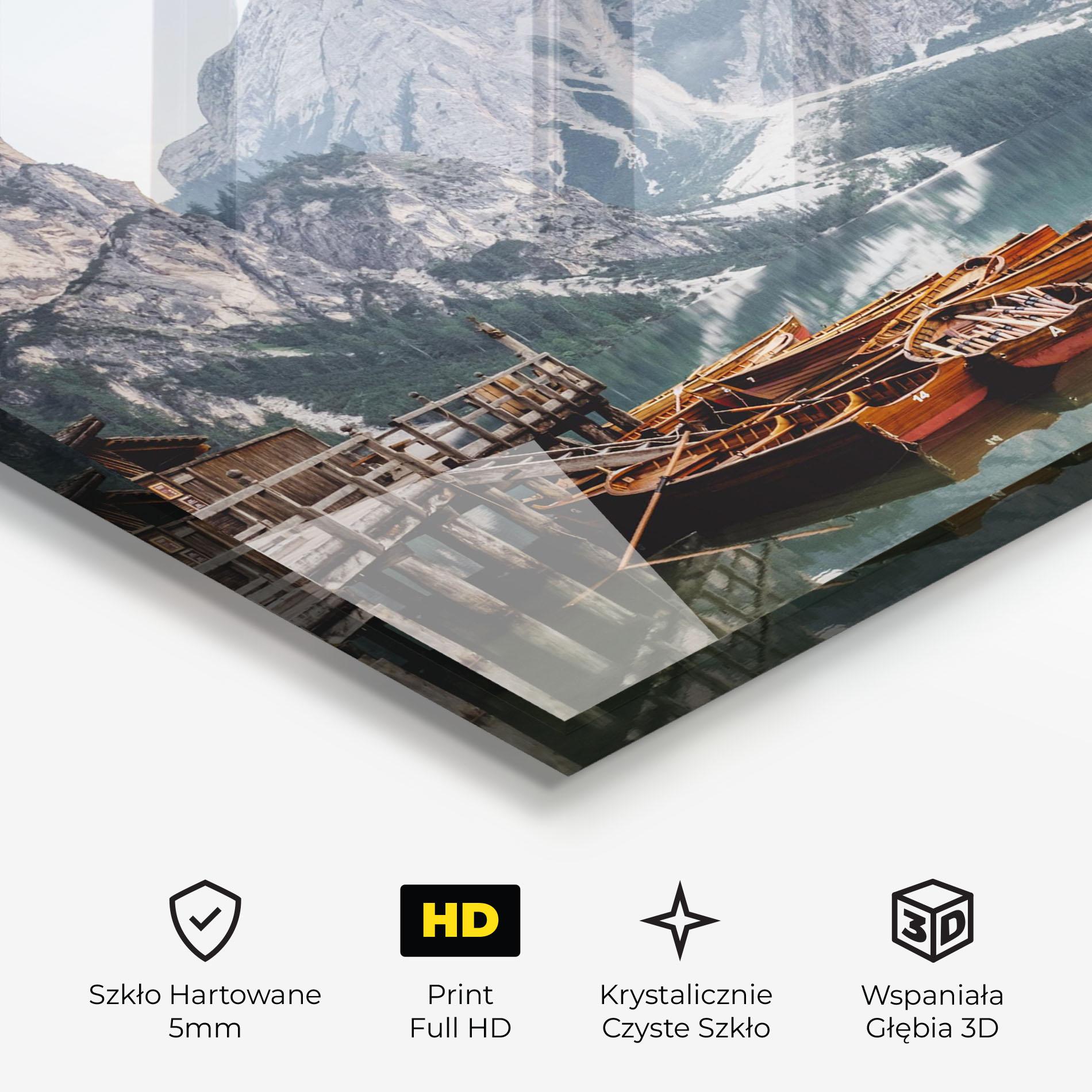 Obraz na Szkle Boat Lake Mountain mockup 3