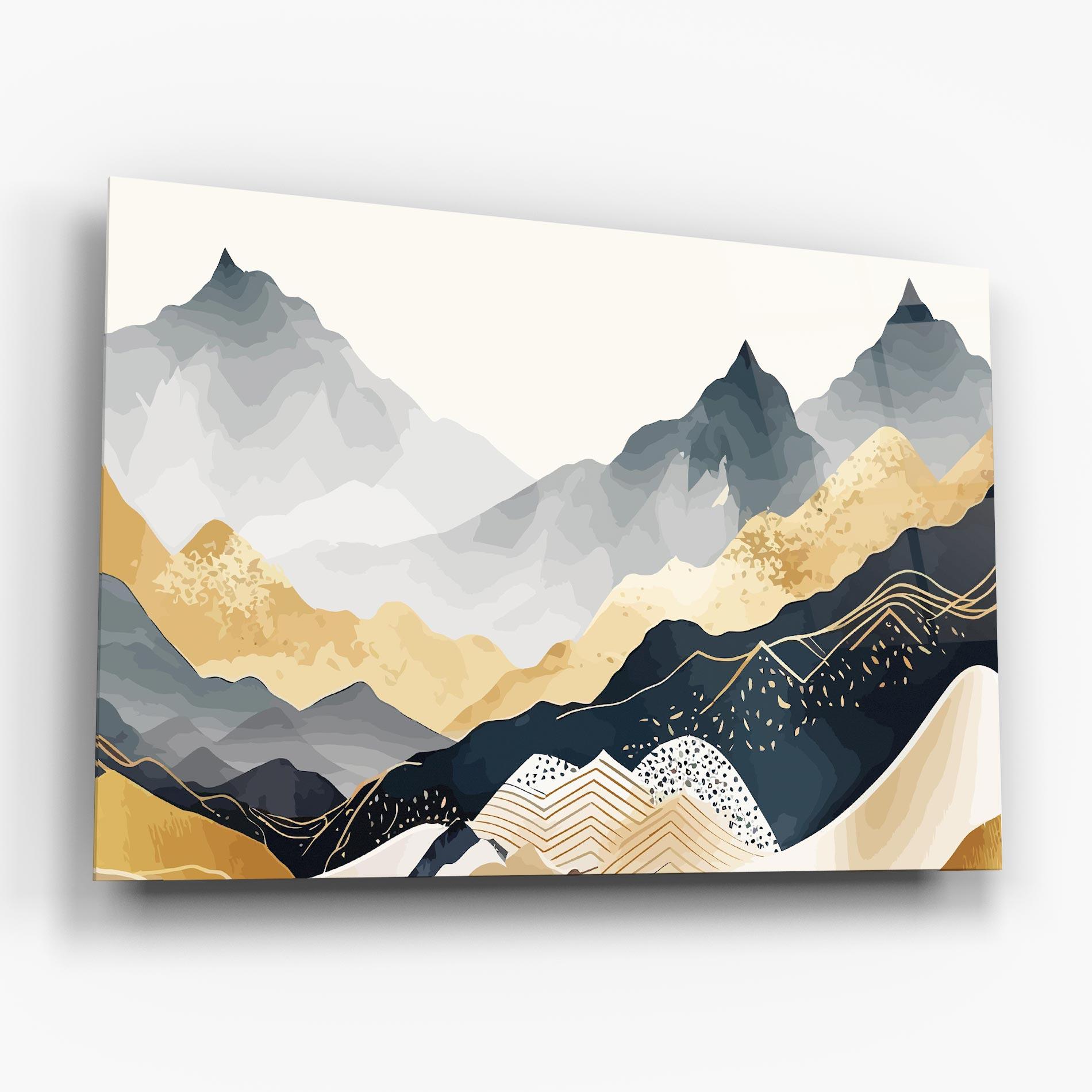 Obraz na Szkle Blue Gold Mountain mockup 6