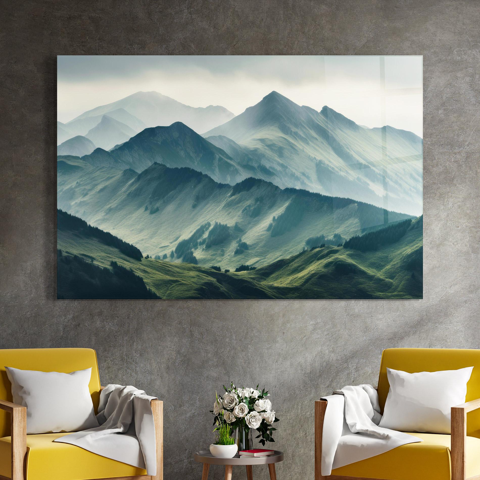 Obraz na Szkle Amazing Foggy Mountain mockup 4