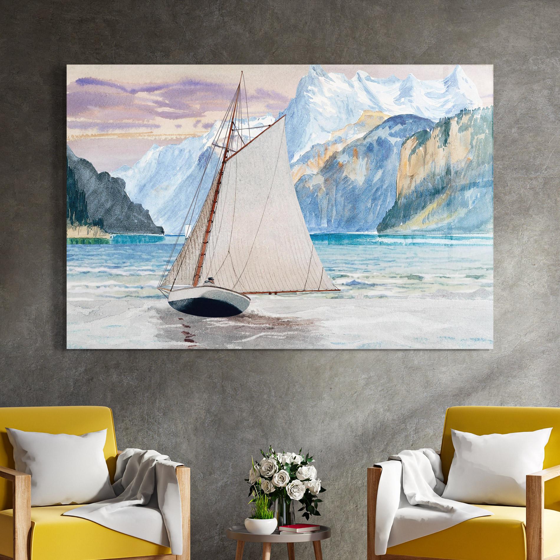 Obraz na Szkle Boat Mountain View mockup 4