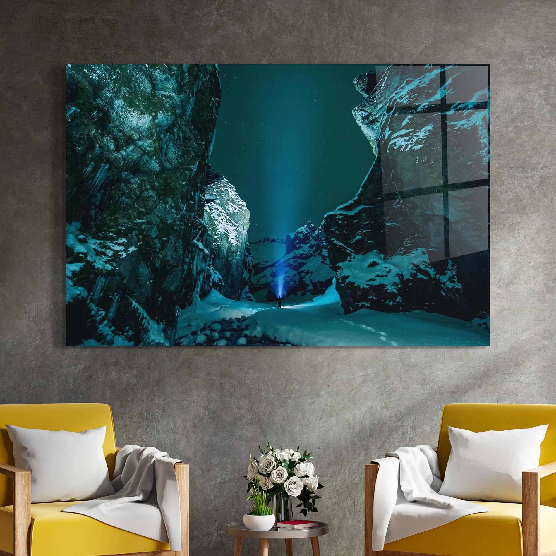 Obraz na Szkle Green Light Mountain mockup 4