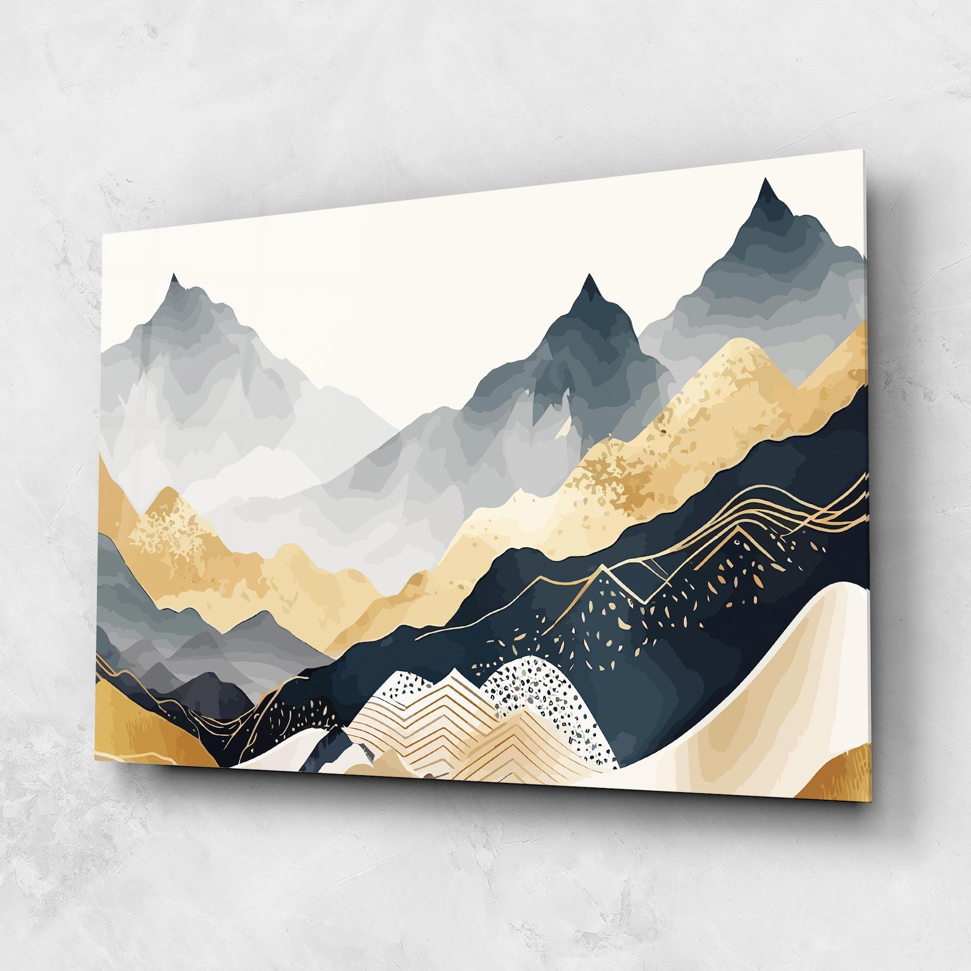Obraz na Szkle Blue Gold Mountain mockup 1