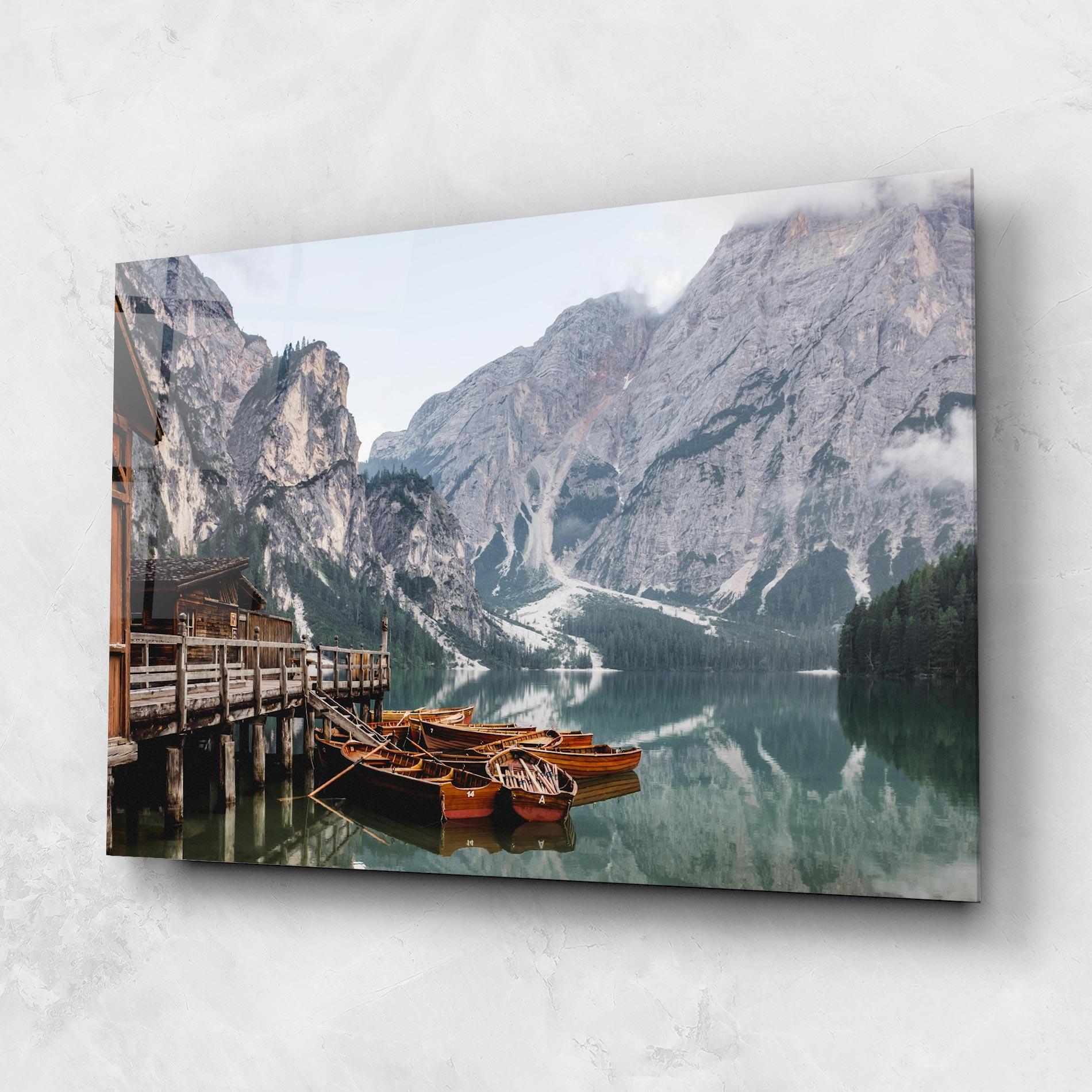 Obraz na Szkle Boat Lake Mountain mockup 1