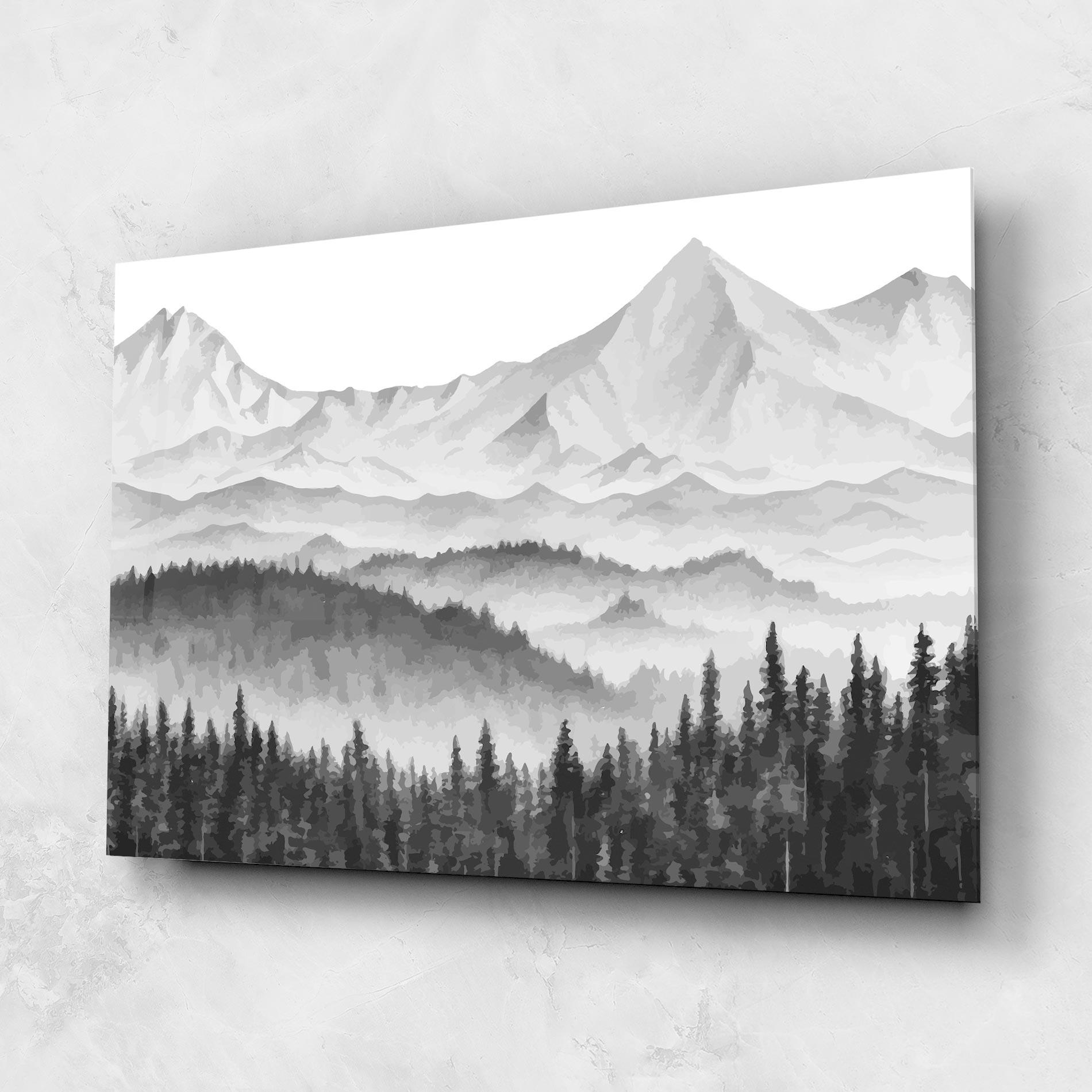 Obraz na Szkle Grey Mountain Drawing mockup 1