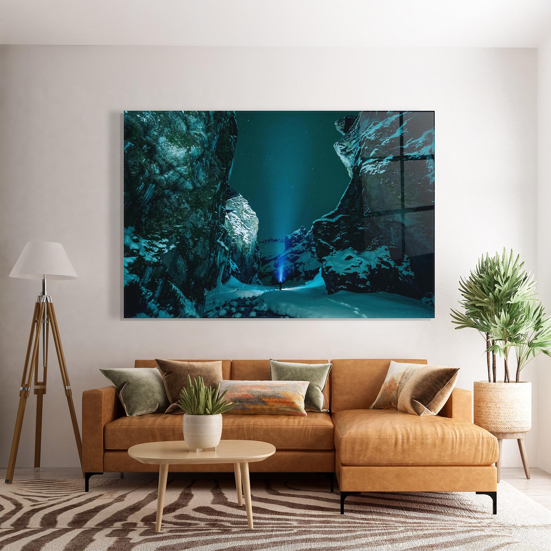 Obraz na Szkle Green Light Mountain mockup 7