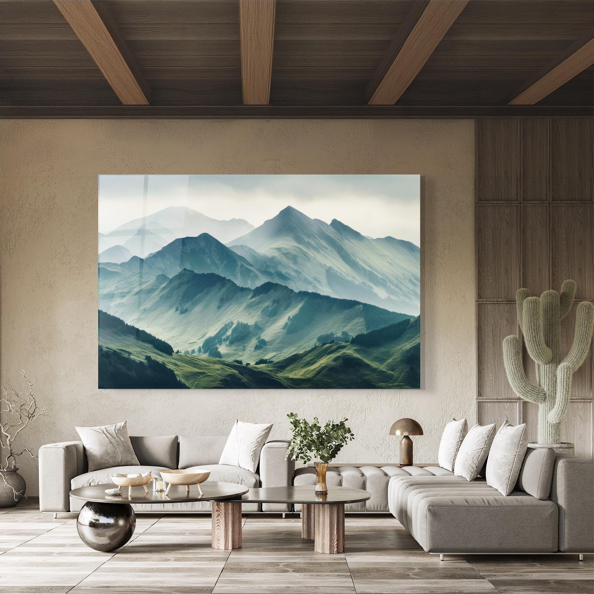 Obraz na Szkle Amazing Foggy Mountain mockup 8