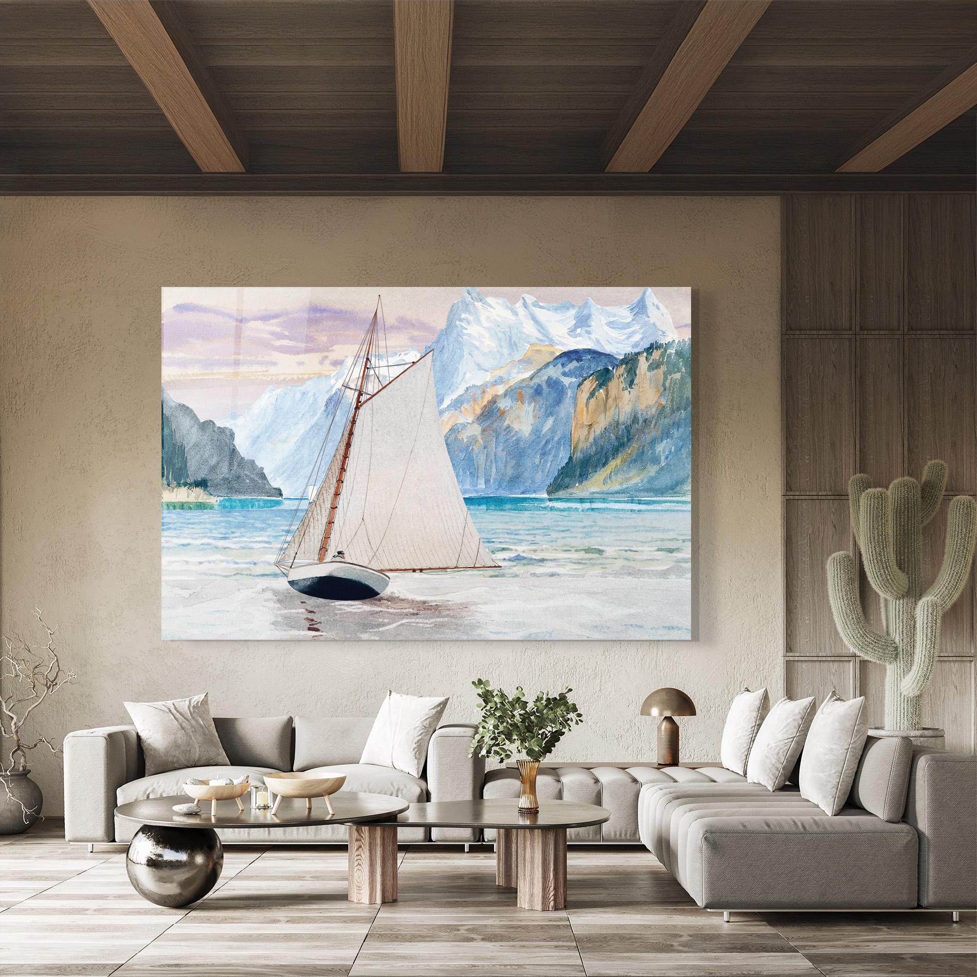 Obraz na Szkle Boat Mountain View mockup 8